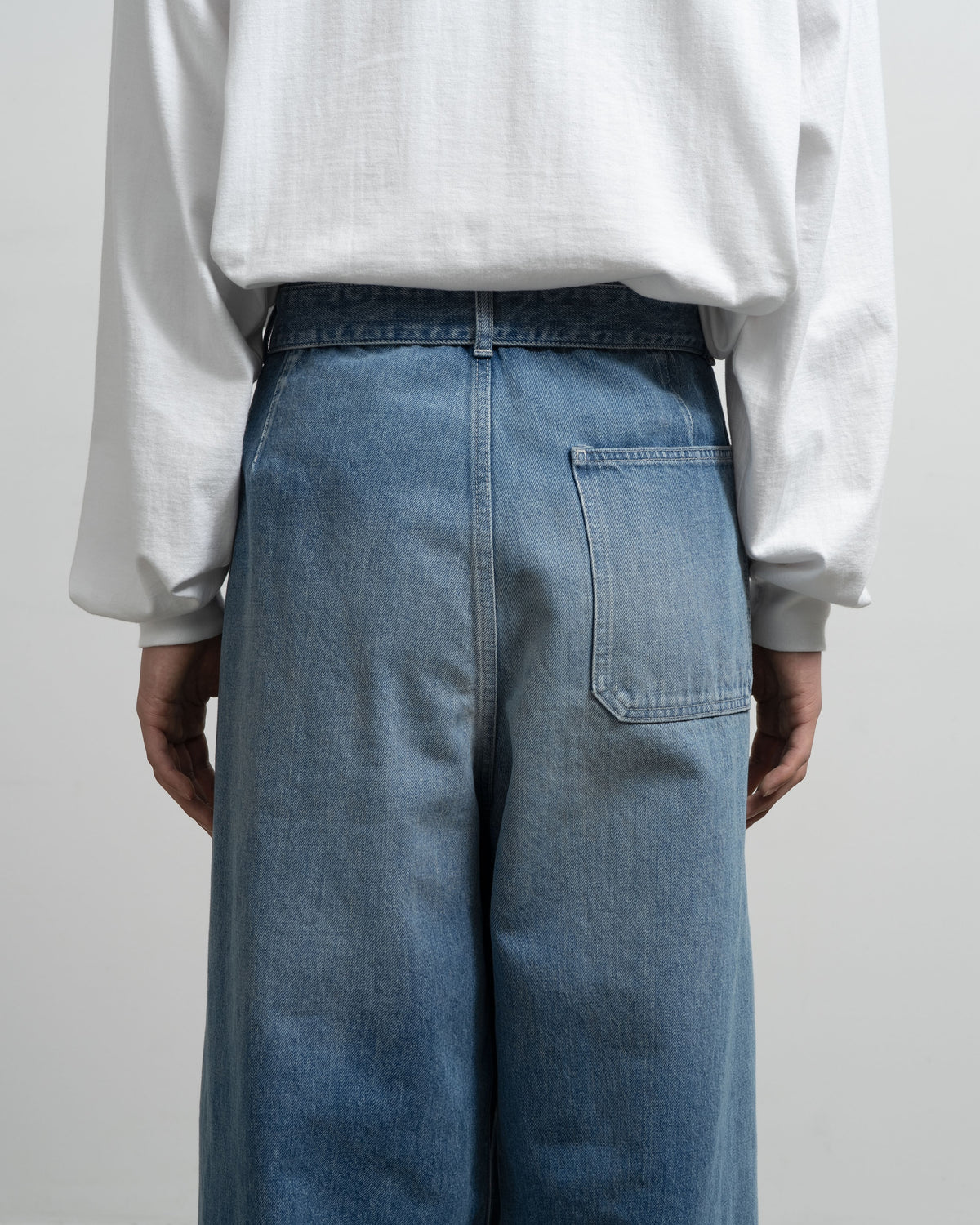 Selvage Denim Belted Pants -LIGHT FADE-