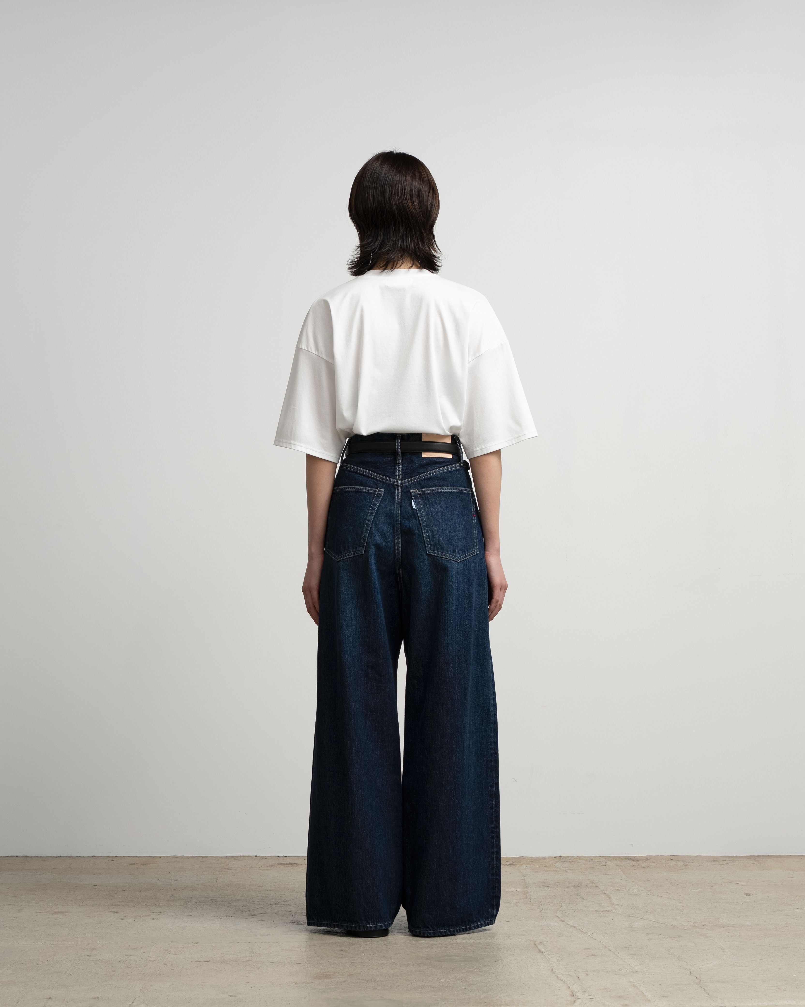 Selvage Denim Two Tuck Wide Pants-DARK FADE-