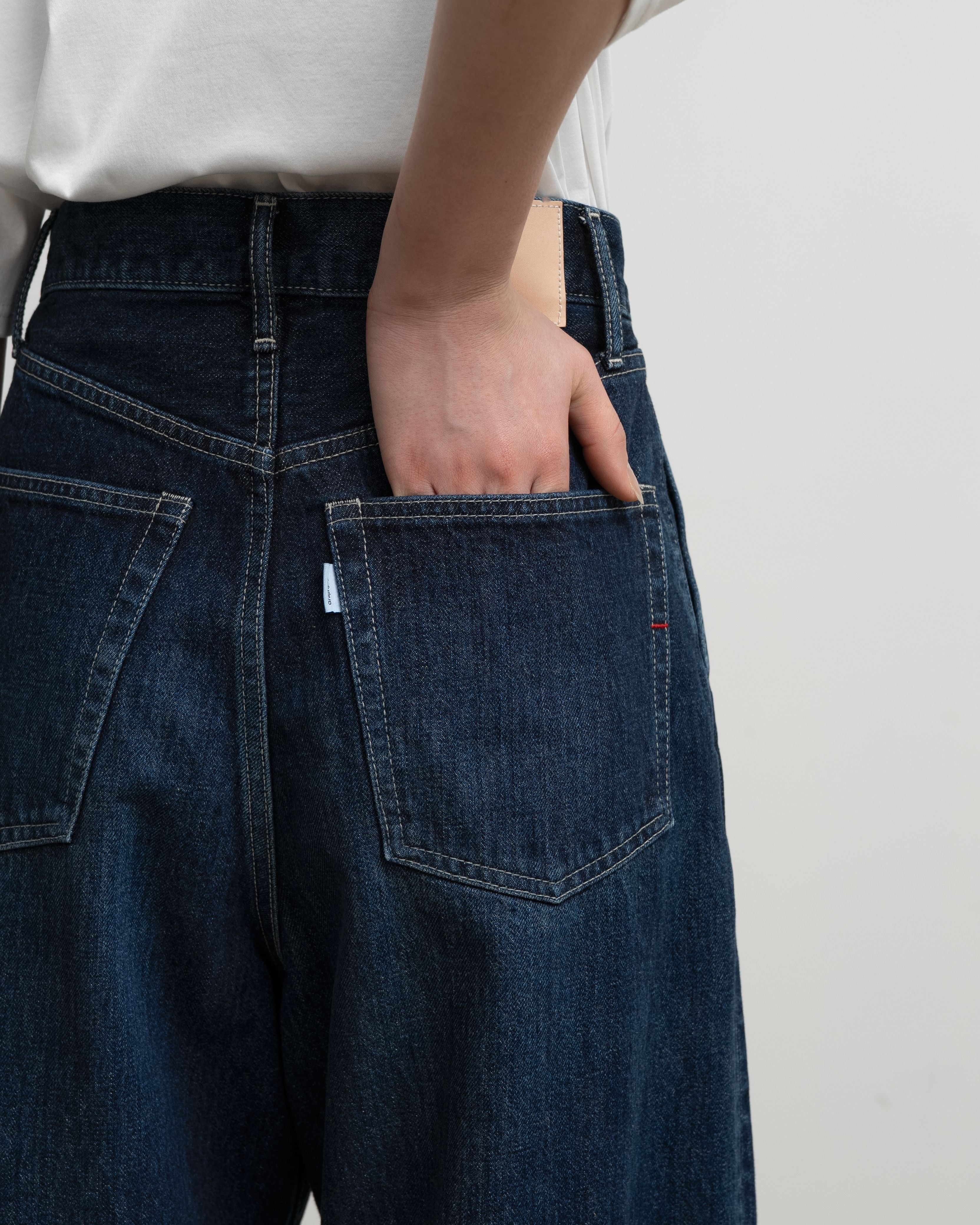 Selvage Denim Two Tuck Wide Pants-DARK FADE-