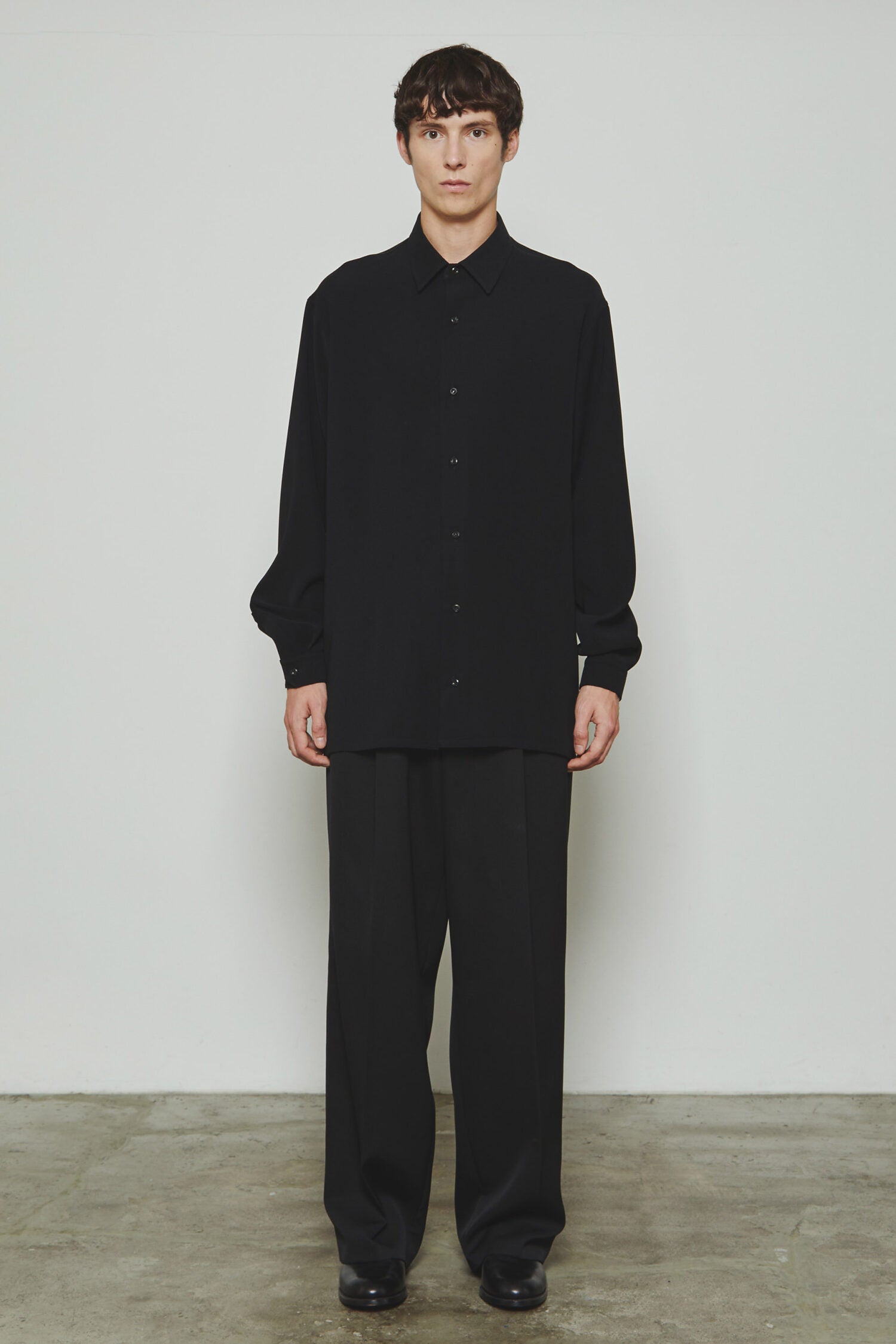 REGULAR COLLAR SHIRT - BRUSHED FIBRIL SATAIN