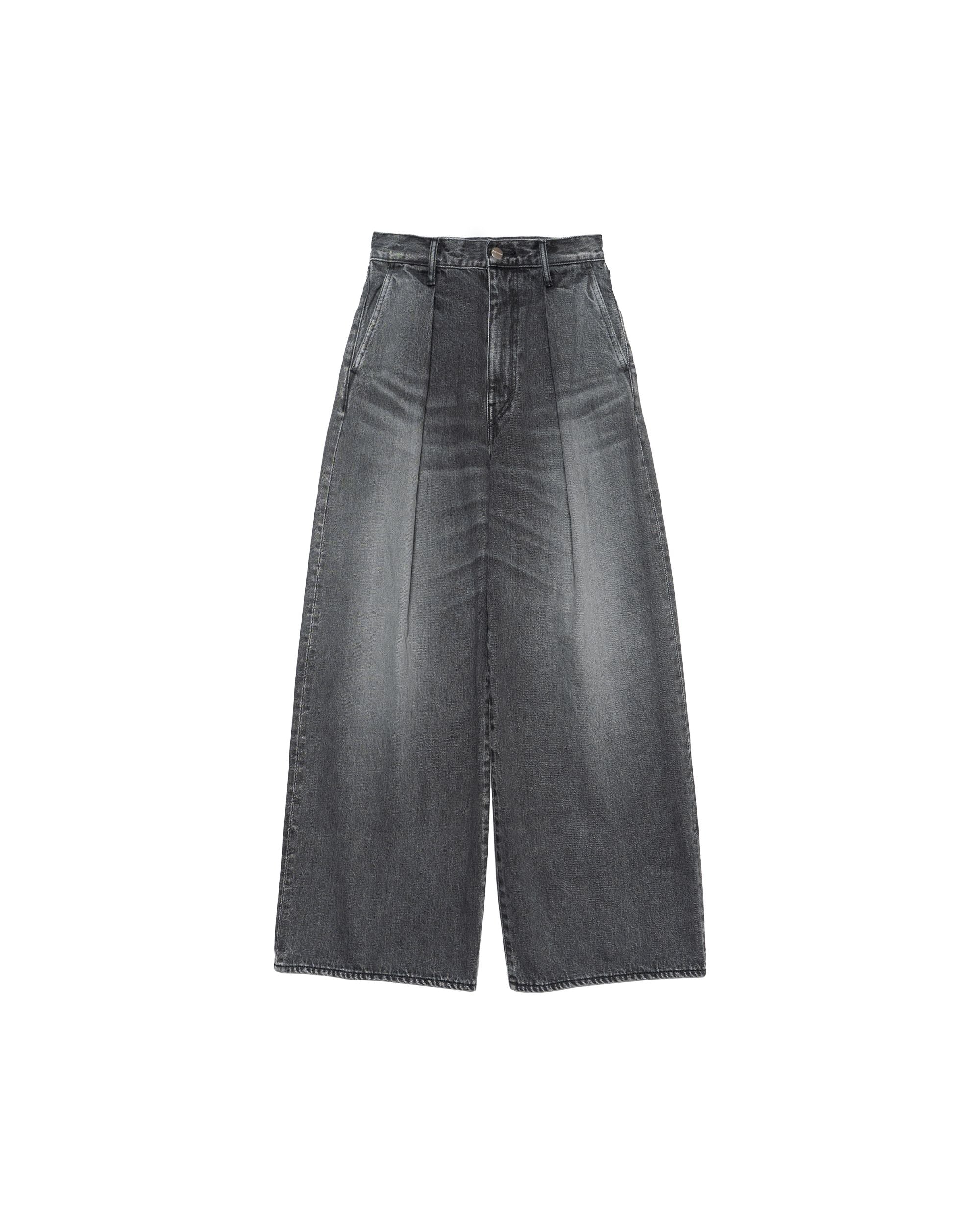 Selvage Denim Two Tuck Wide Pants-LIGHT FADE-
