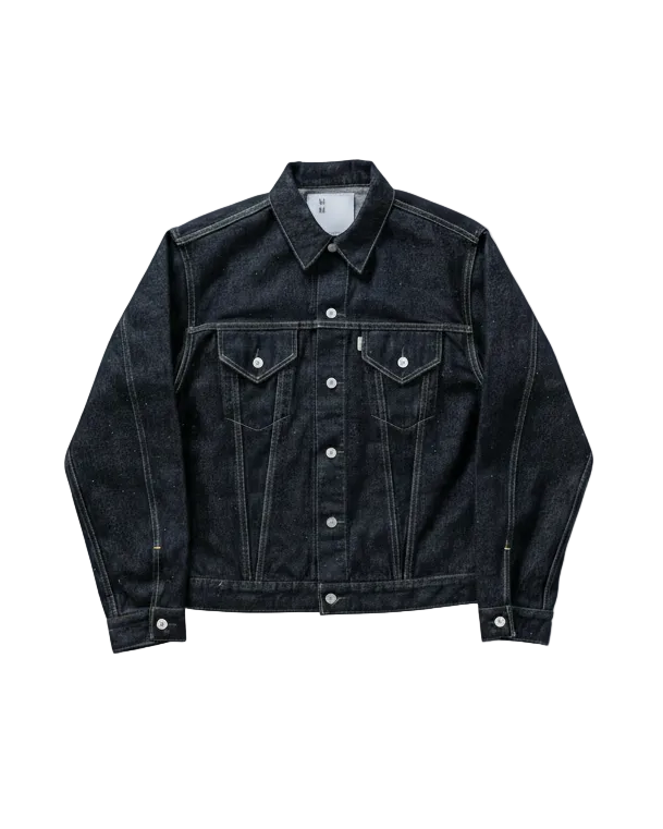 #019 LV TRUCKER JACKET LONG ONE-WASHED
