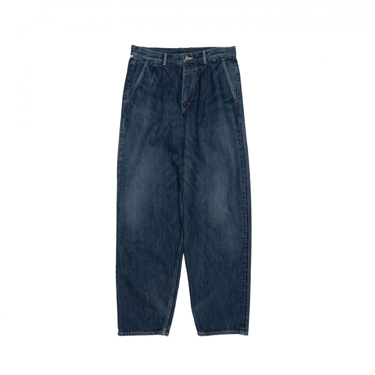Selvage Denim Two Tuck Tapered Pants(DARK FADE)