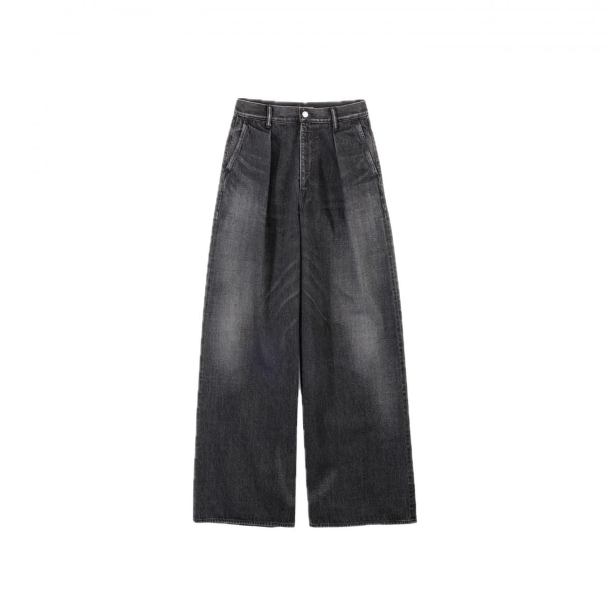 Selvage Denim Two Tuck Wide Pants(DARK FADE)