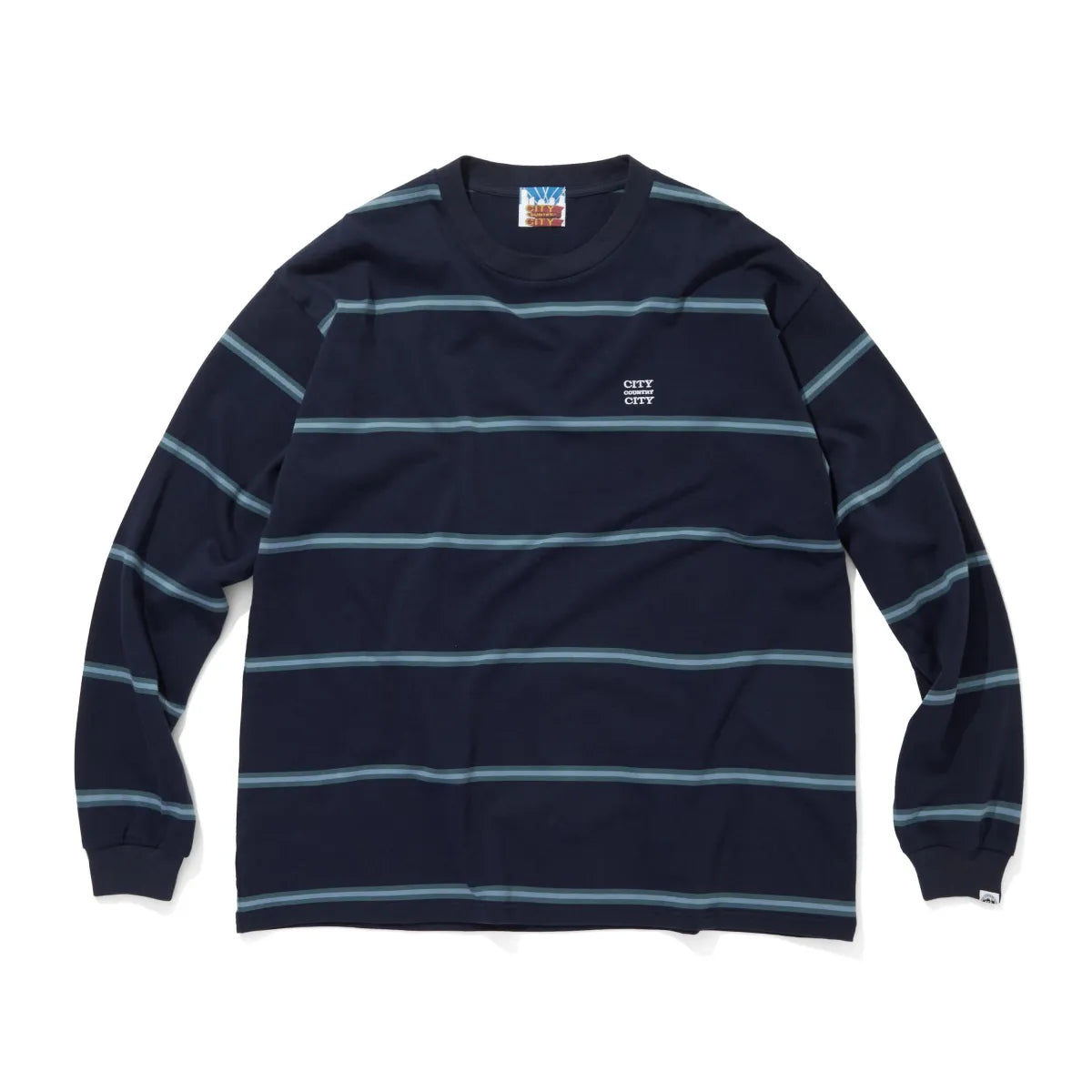 EMBROIDERD LOGO BORDER L/S T-SHIRT