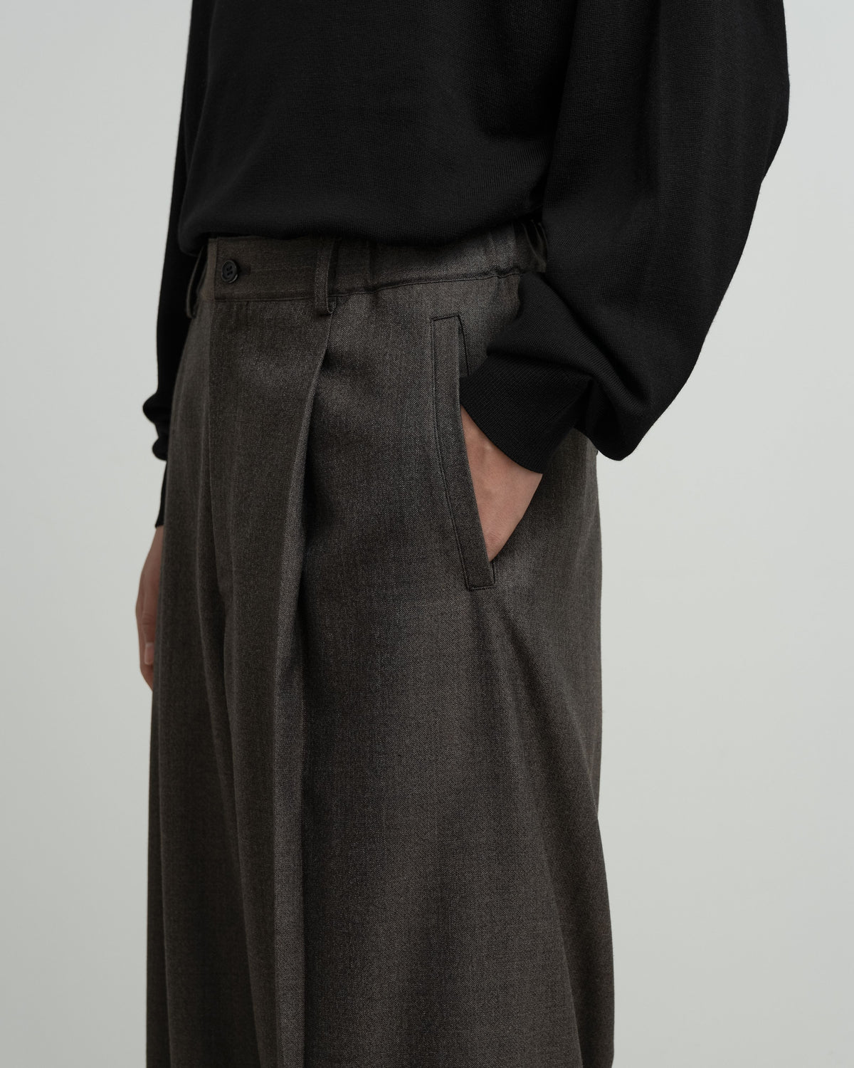 Melange Matt Worsted Side Seamless Trousers