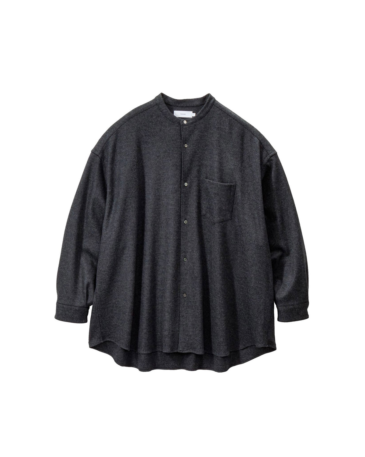 Wool Smooth Flannel Oversized Band Collar Shirt