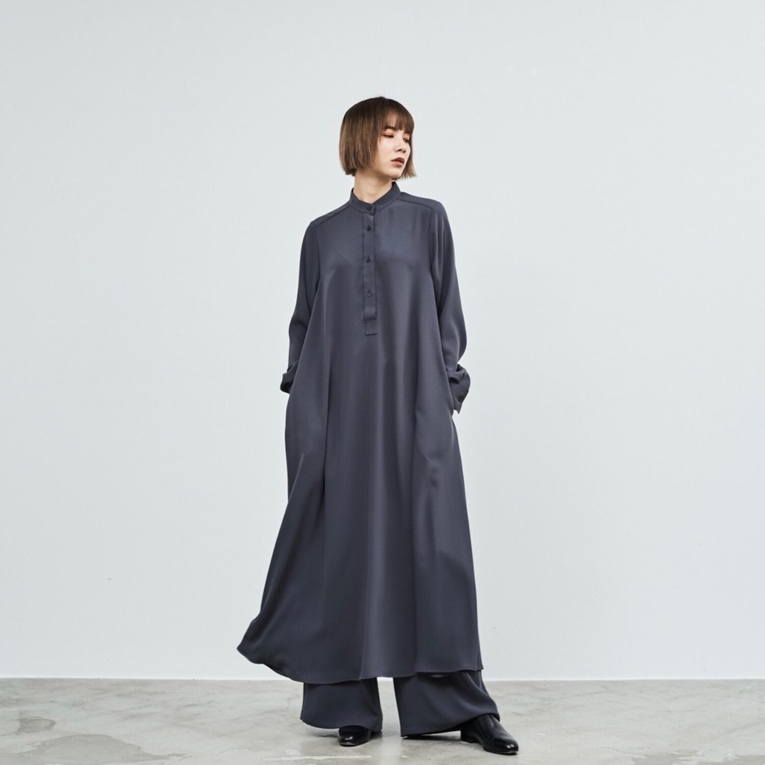 Satin Band Collar Dress