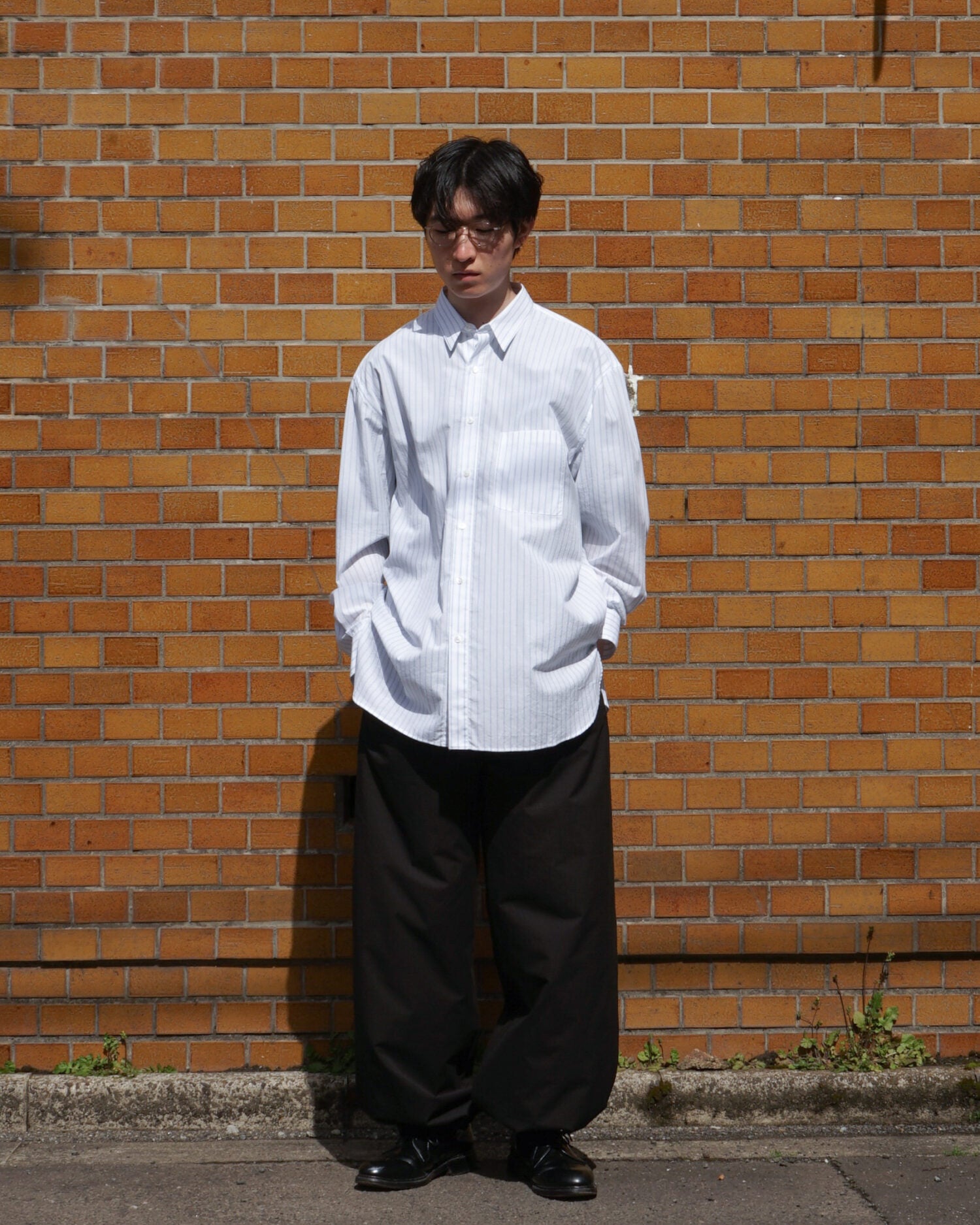 Handmade Men’s Classic Collar Shirt(WHITE/BLUE.ST)