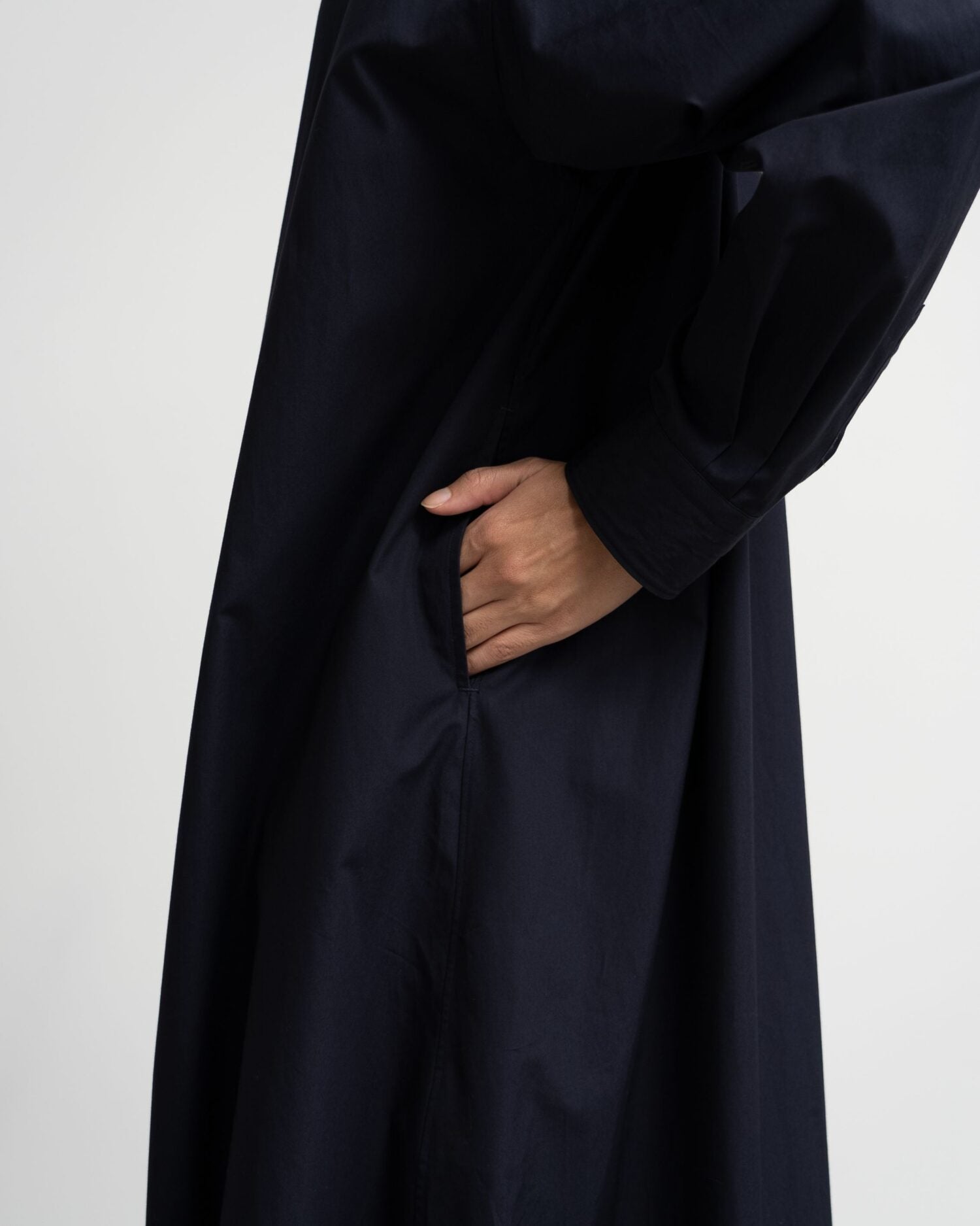 High Count Broad Oversized Band Collar Shirt Dress