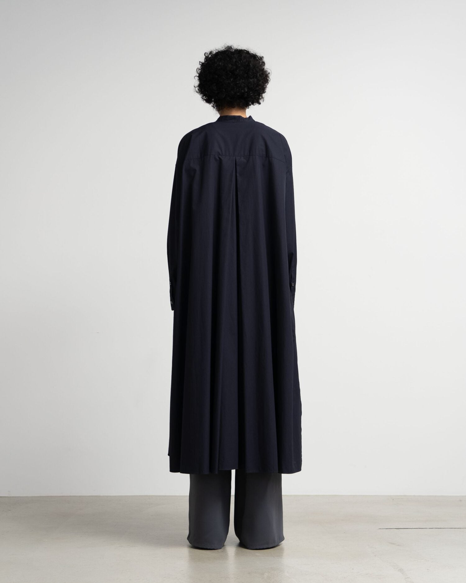 High Count Broad Oversized Band Collar Shirt Dress