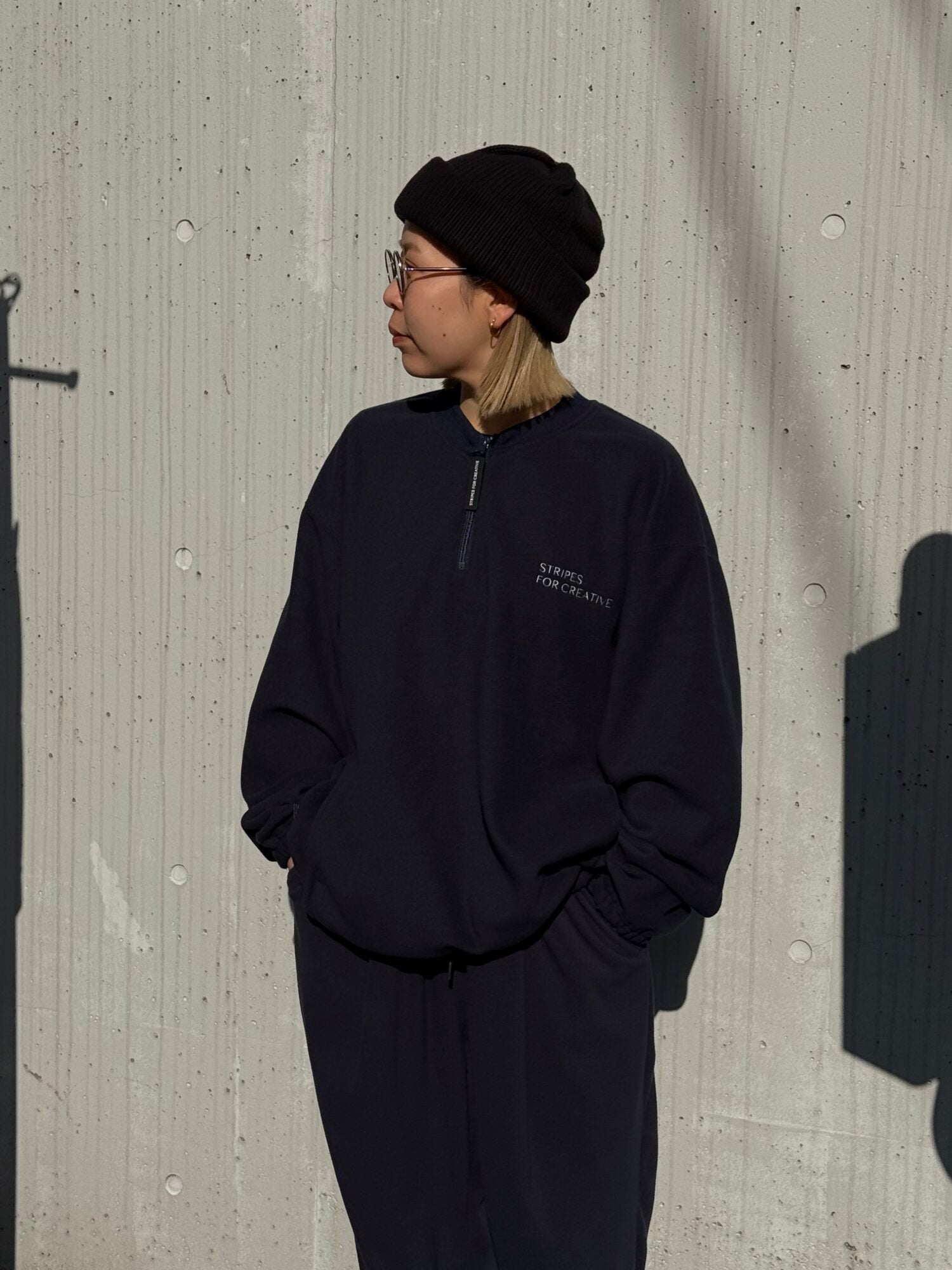 FLEECE BASEBALL HALF ZIP JACKET