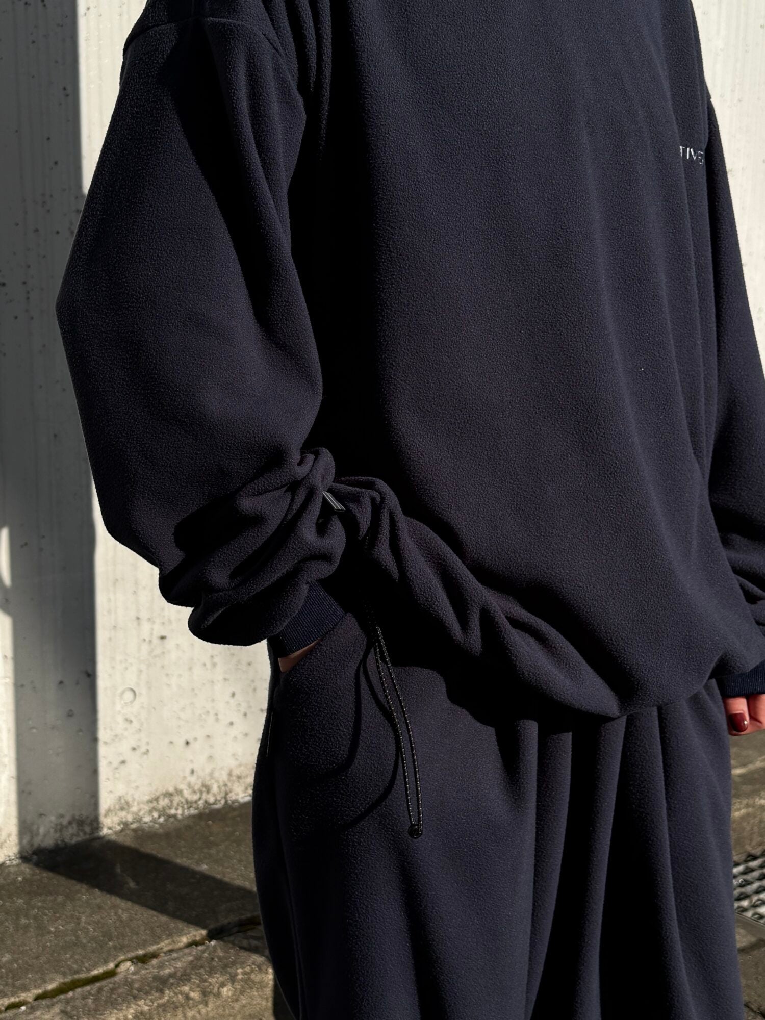 FLEECE SUPER BIG HOODY LS TEE W/DRAWSTRINGS