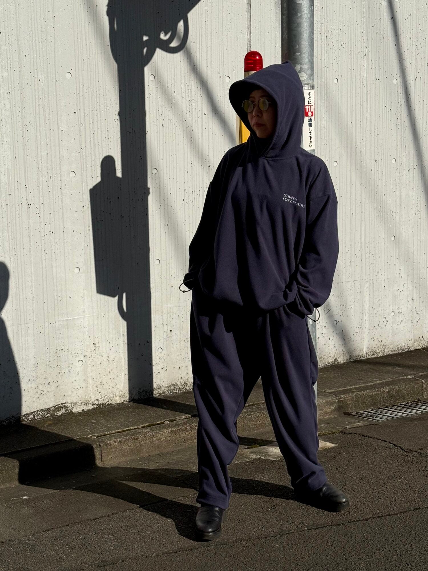 FLEECE SUPER BIG HOODY LS TEE W/DRAWSTRINGS