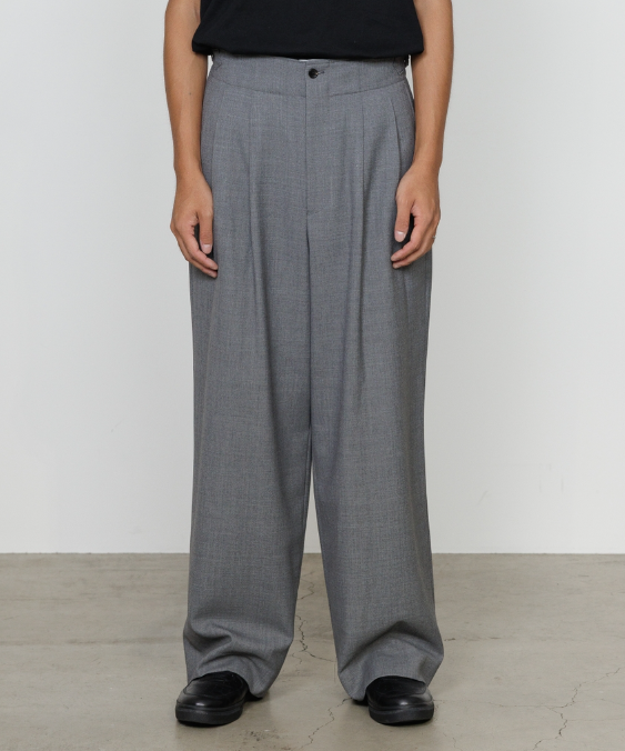 RECYCLED POLYESTER NON-MULESED WOOL GABARDINE TWO TUCK MILITARY TROUSERS