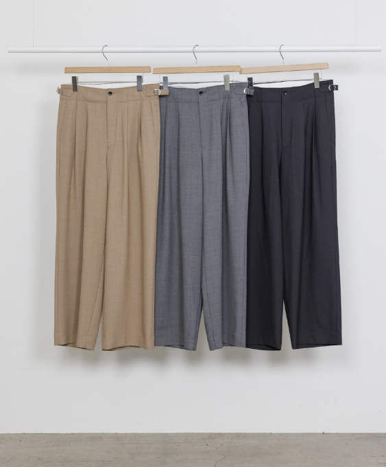 RECYCLED POLYESTER NON-MULESED WOOL GABARDINE TWO TUCK MILITARY TROUSERS