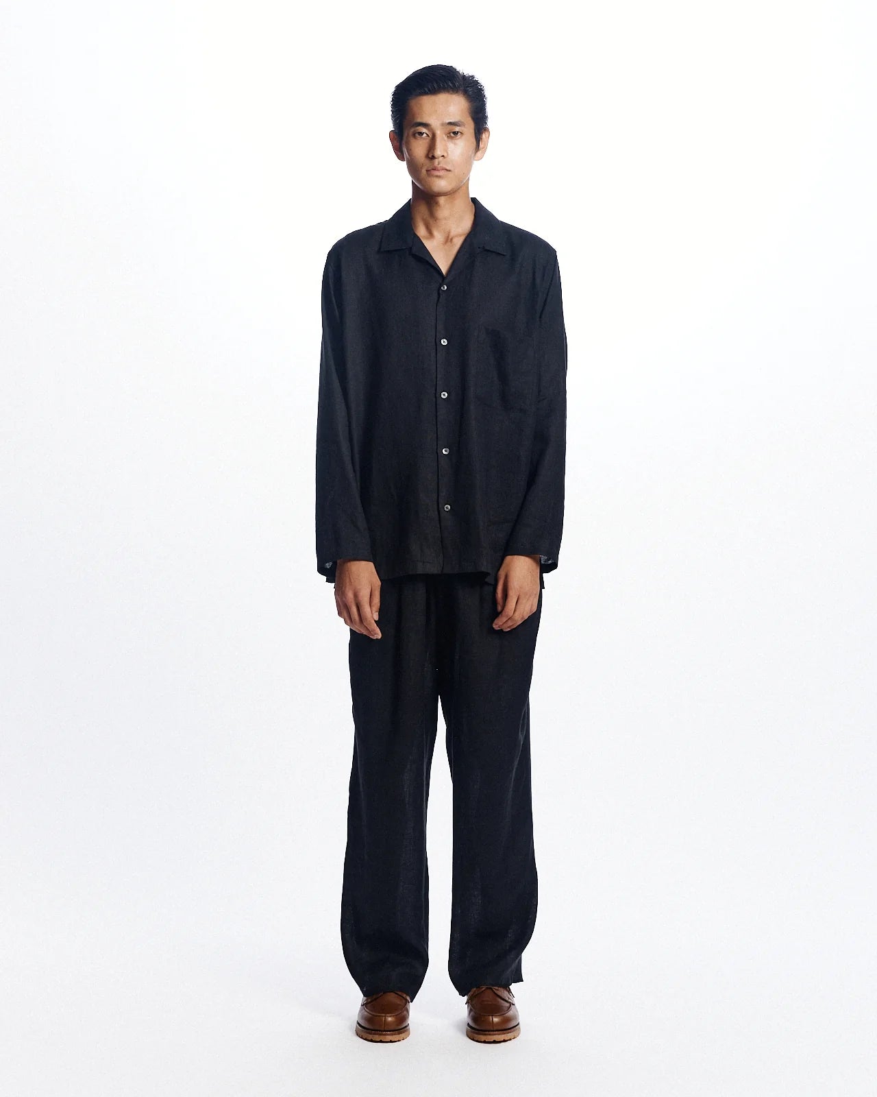 Hemp Shirting Double Pleated Easy Trousers