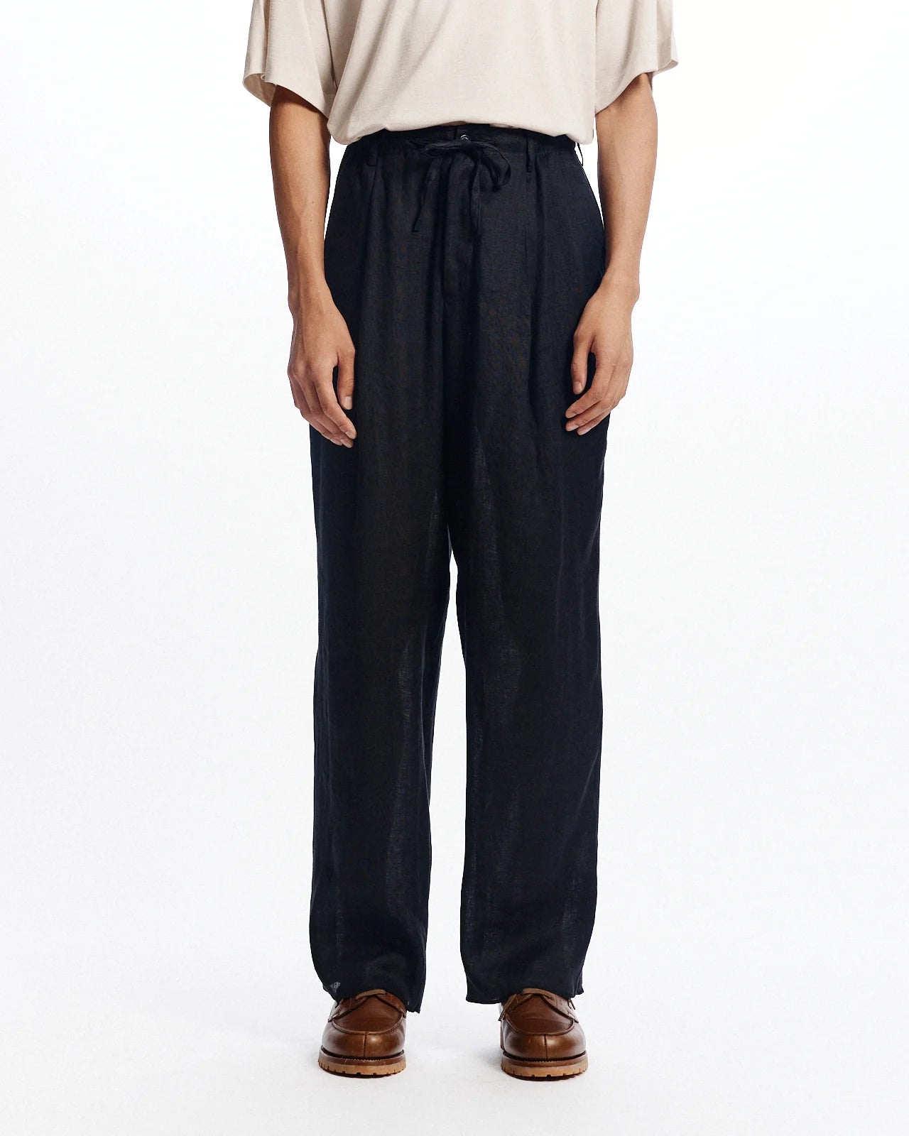 Hemp Shirting Double Pleated Easy Trousers