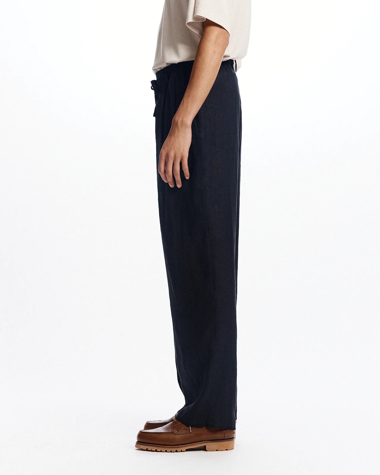 Hemp Shirting Double Pleated Easy Trousers