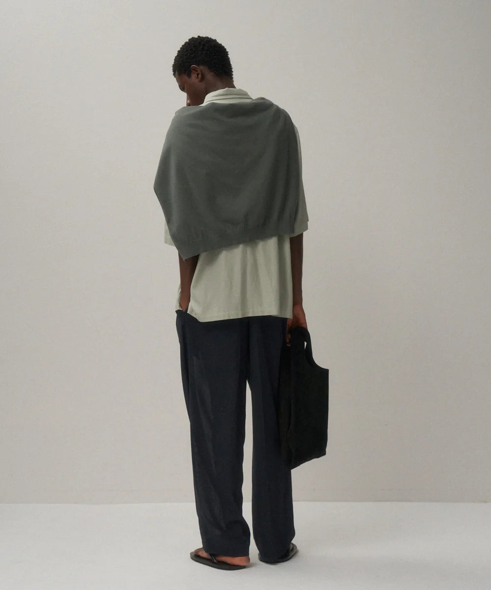 TWIST WOOL GAUZE TWO TUCKED EASY PANTS
