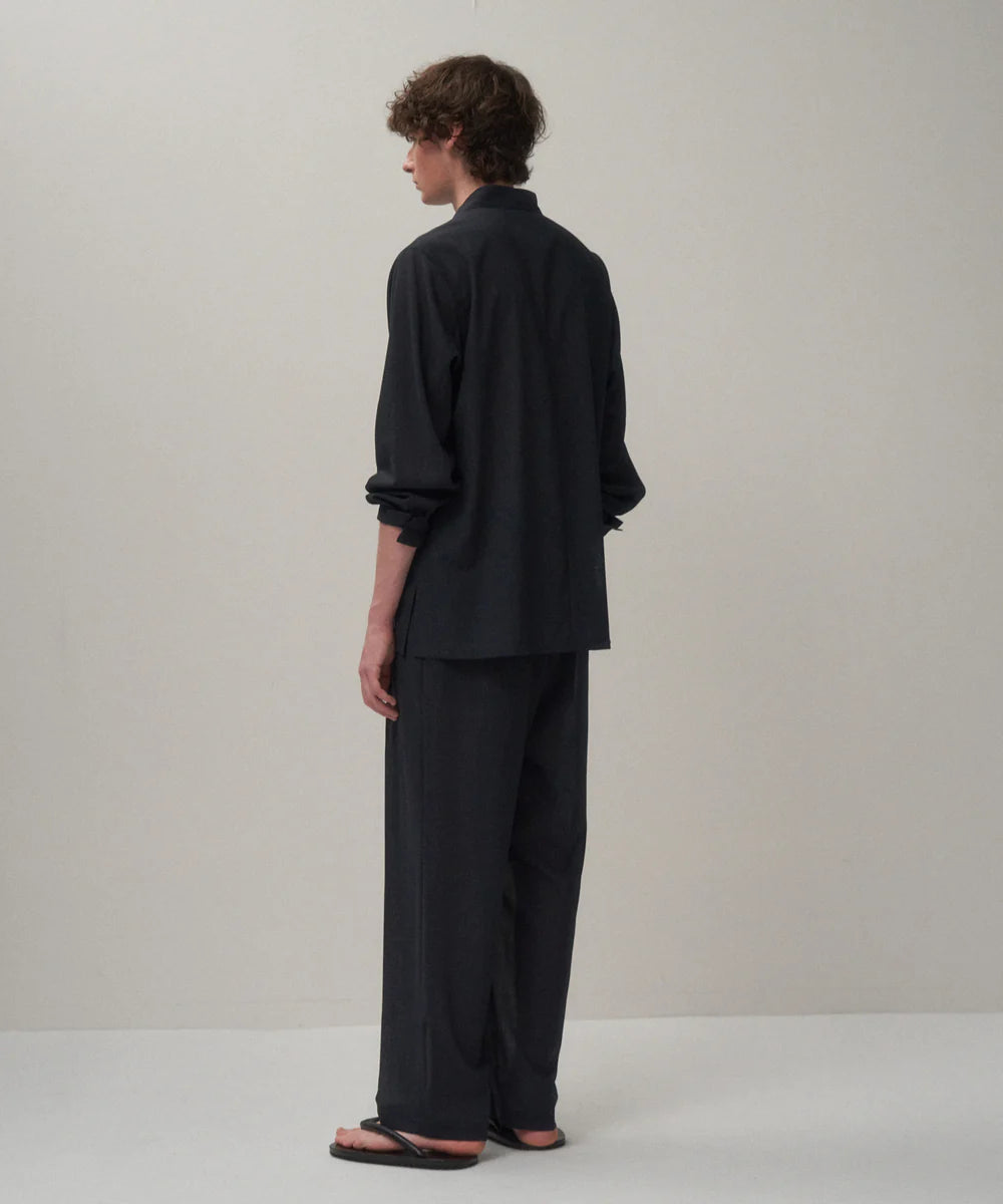 TWIST WOOL GAUZE TWO TUCKED EASY PANTS