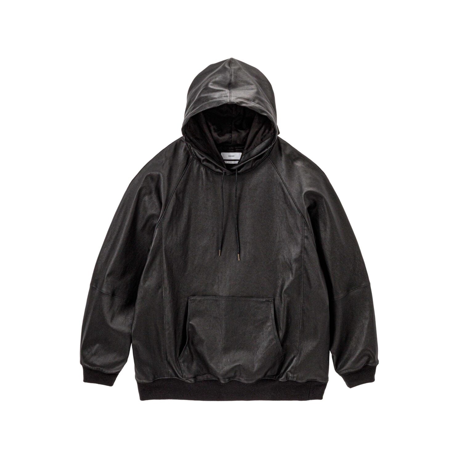 Bonded Leather Hooded Pullover
