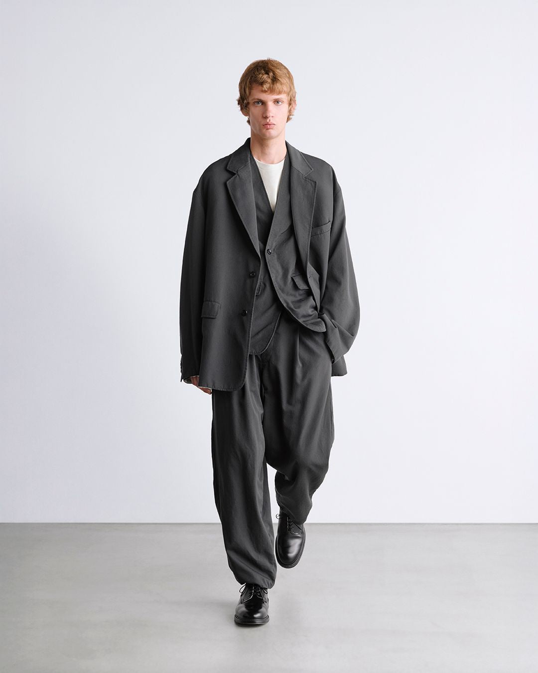 Fulled Wool Twill Oversized Jacket