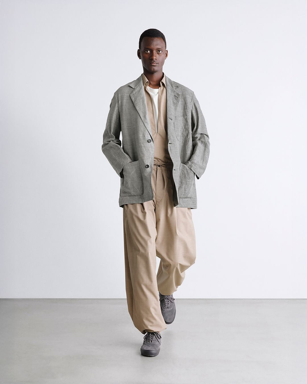 Fine Wool Heather Drawstring Track Pants