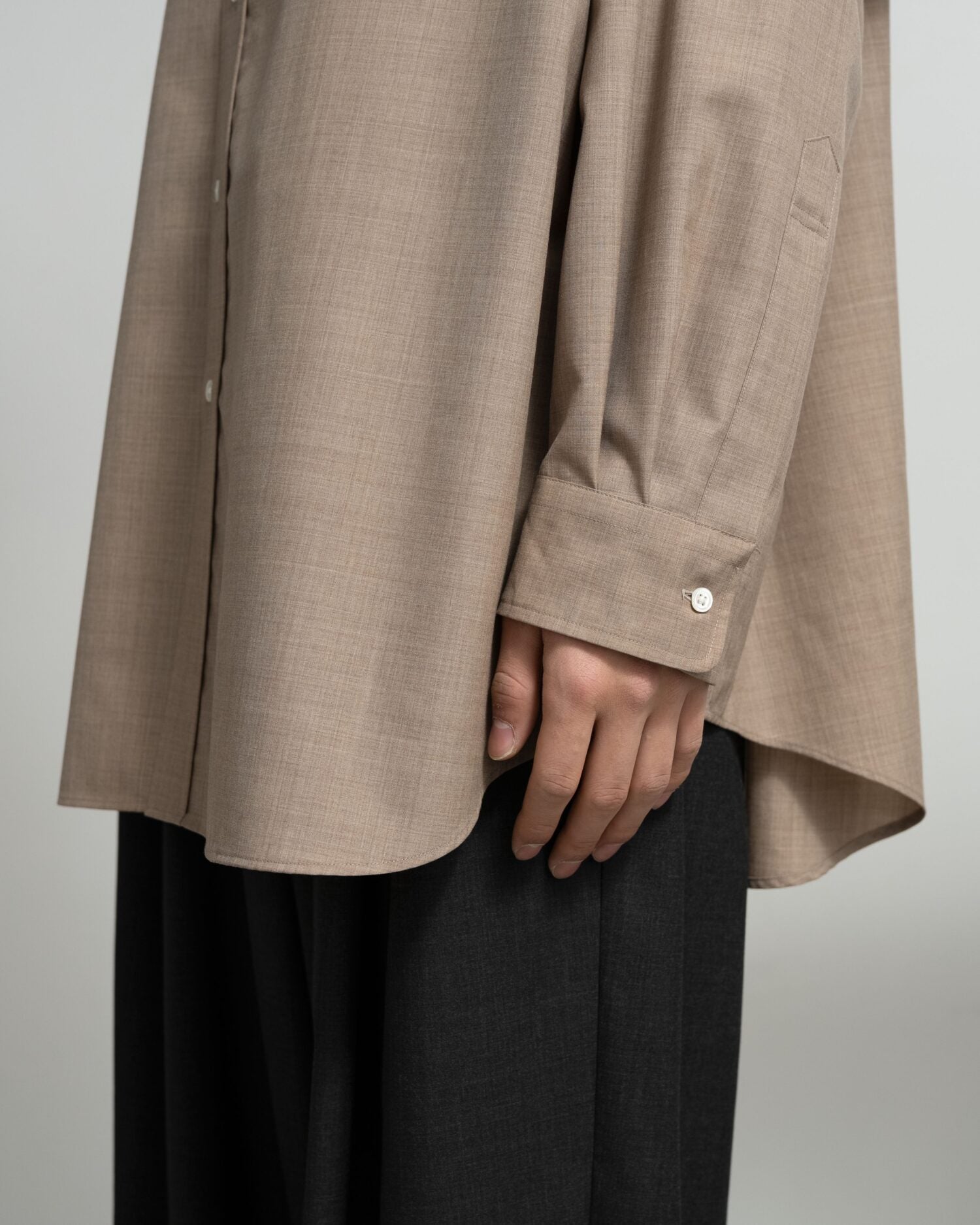 Fine Wool Heather Oversized L/S B.D. Shirt
