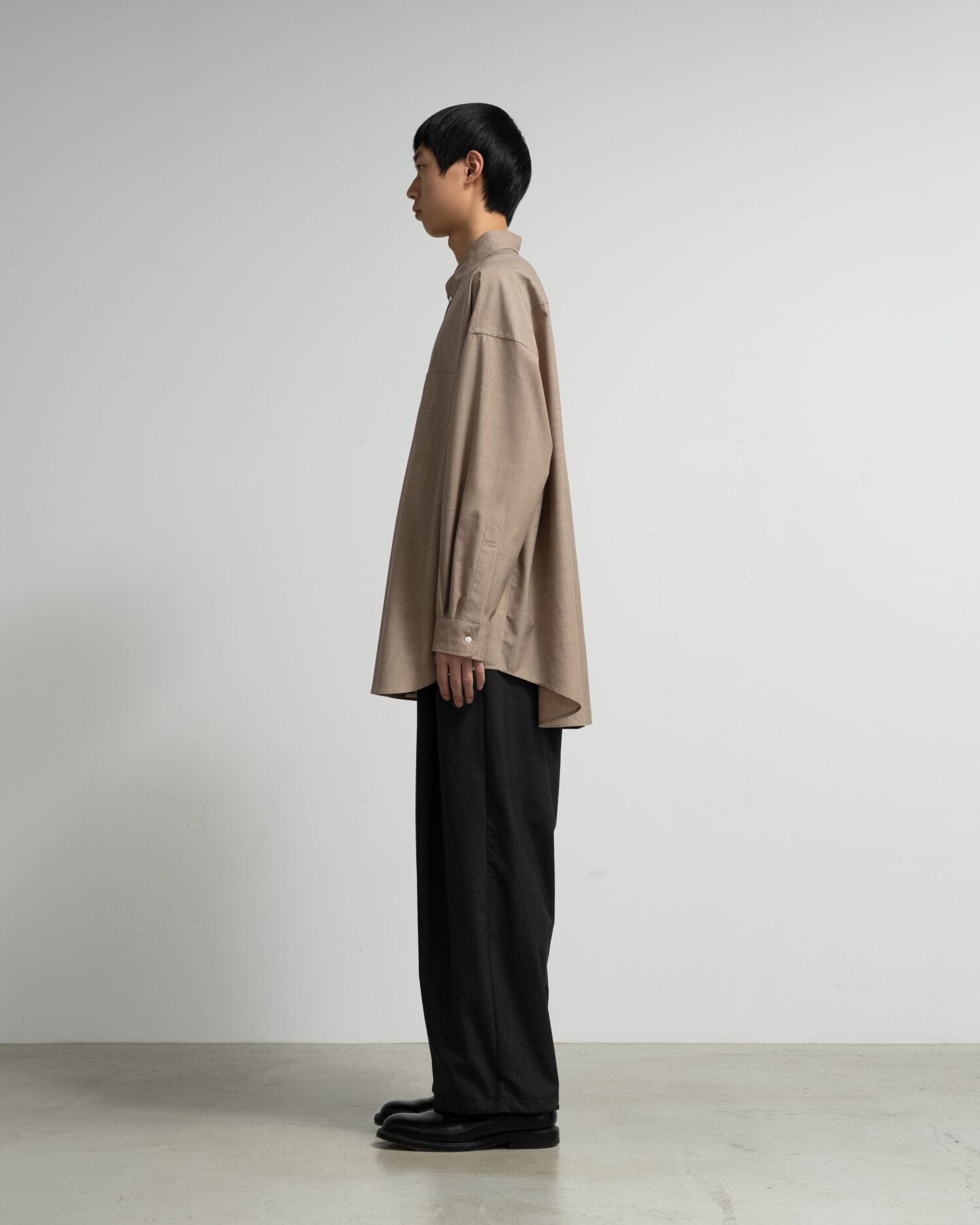 Fine Wool Heather Oversized L/S B.D. Shirt