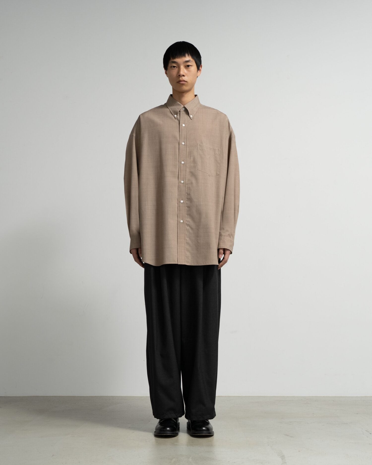 Fine Wool Heather Oversized L/S B.D. Shirt