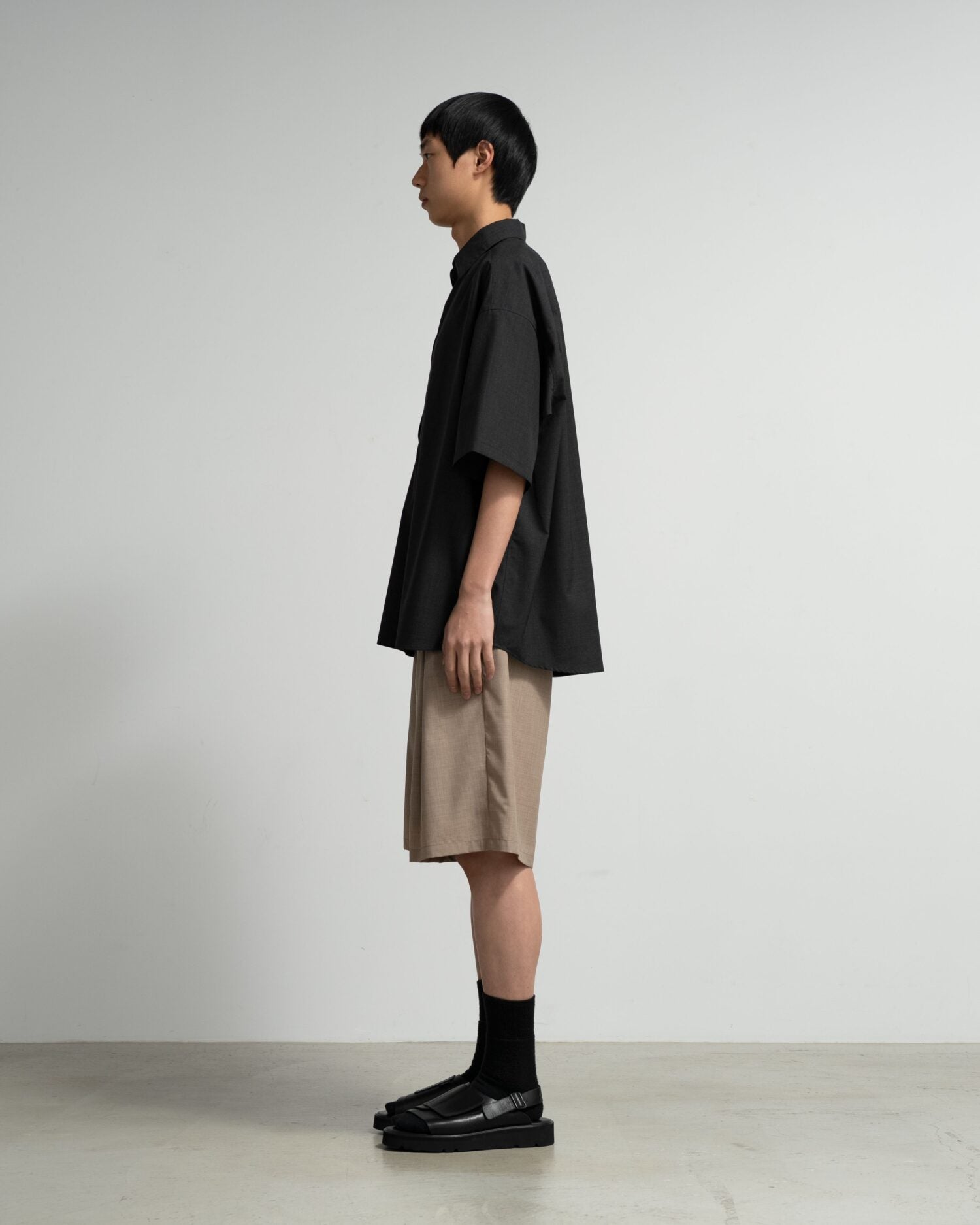 Fine Wool Heather Drawstring Track Shorts