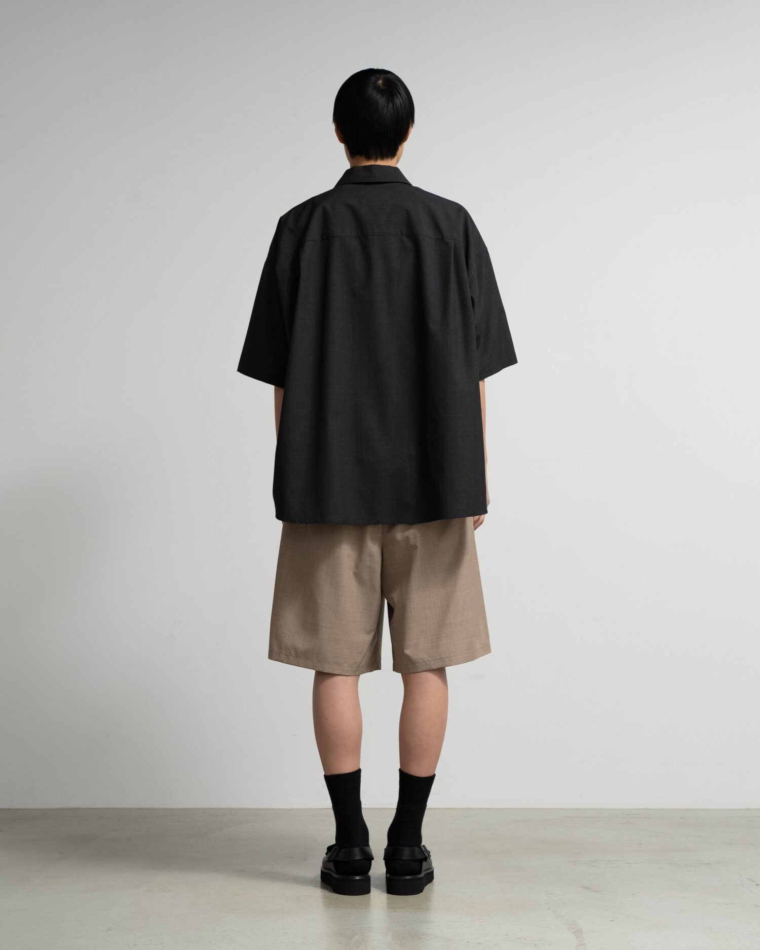 Fine Wool Heather Drawstring Track Shorts