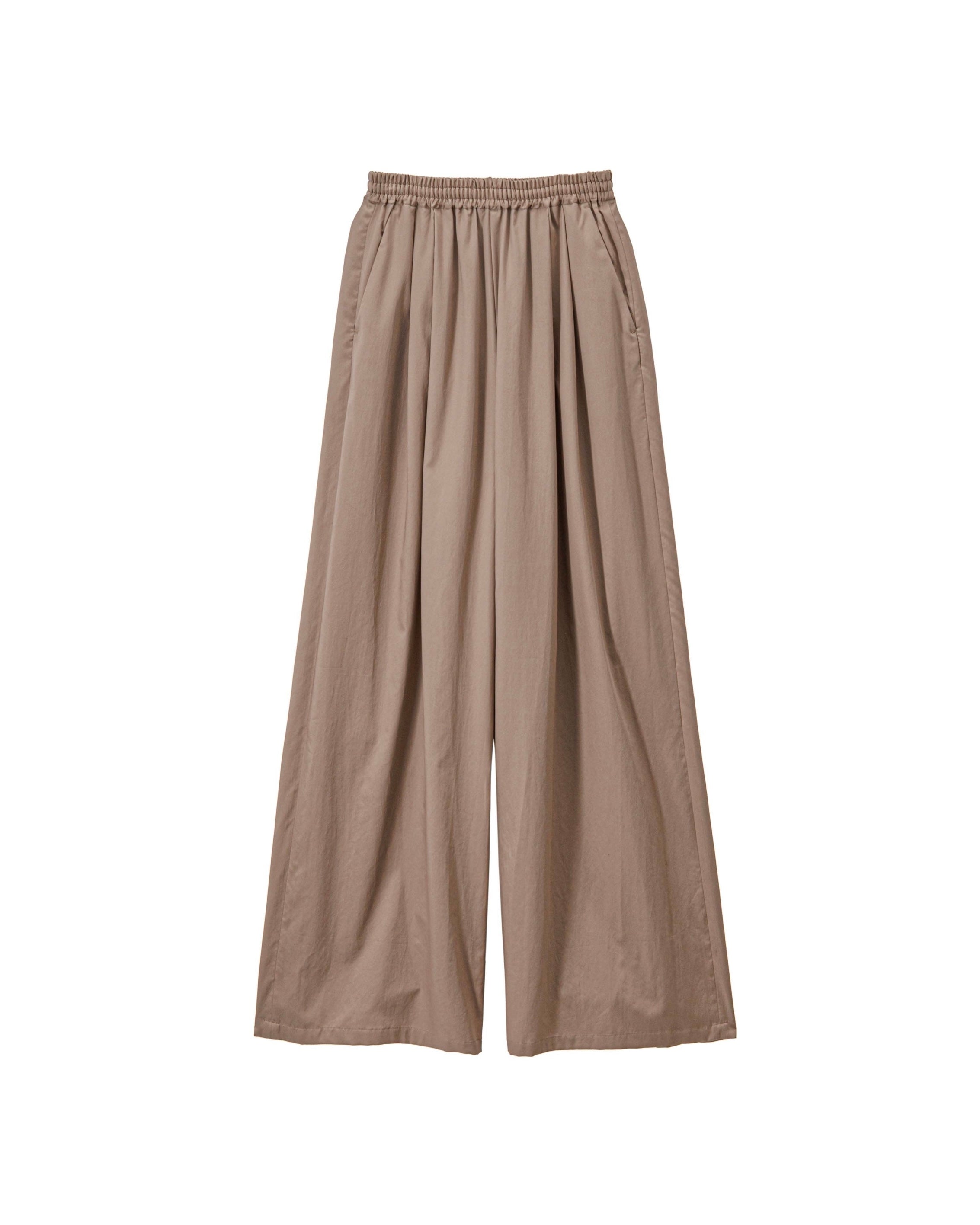 Silicon Poplin Two Tuck Easy Wide Pants