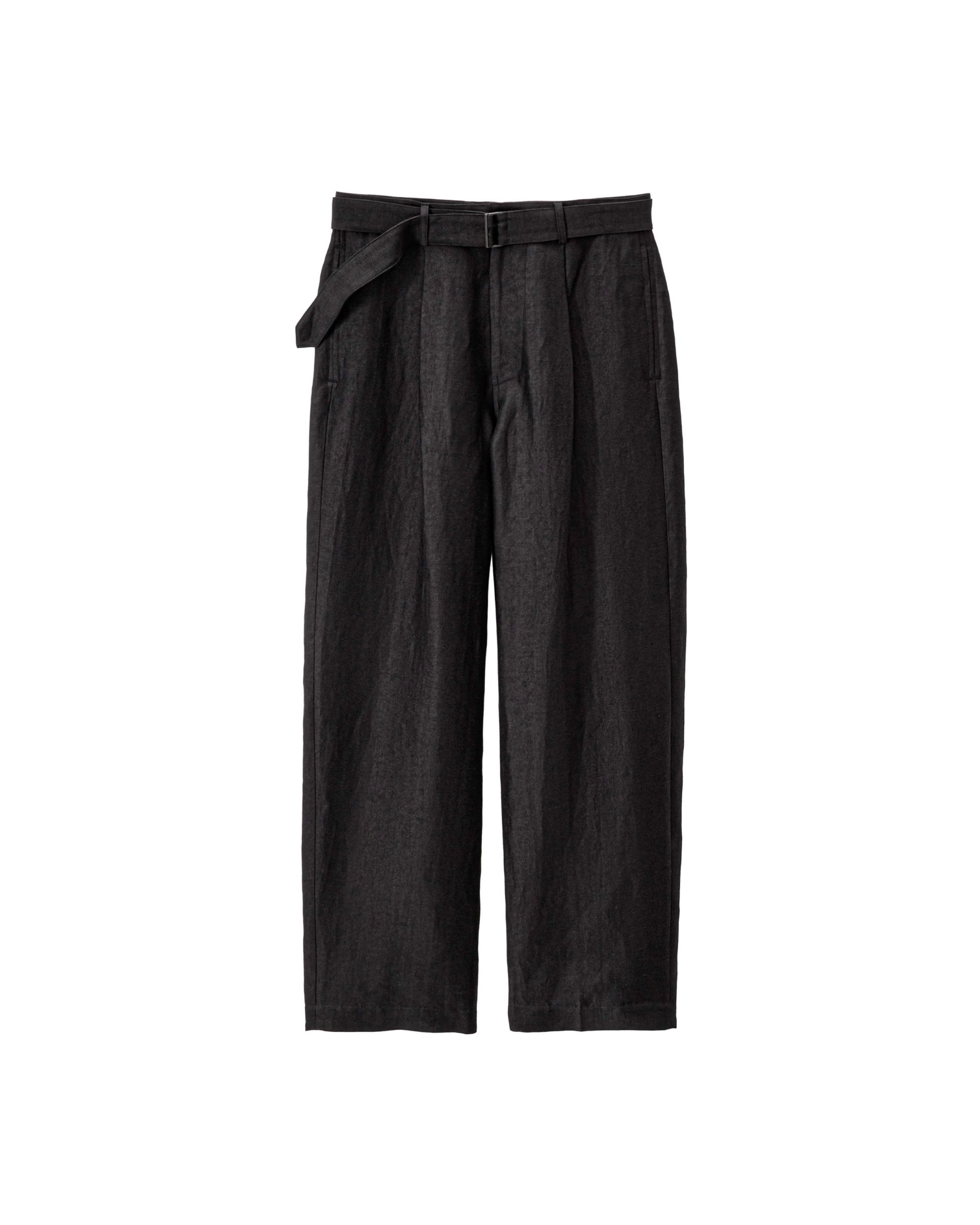 Linen Cupro Back Satin Belted Pants