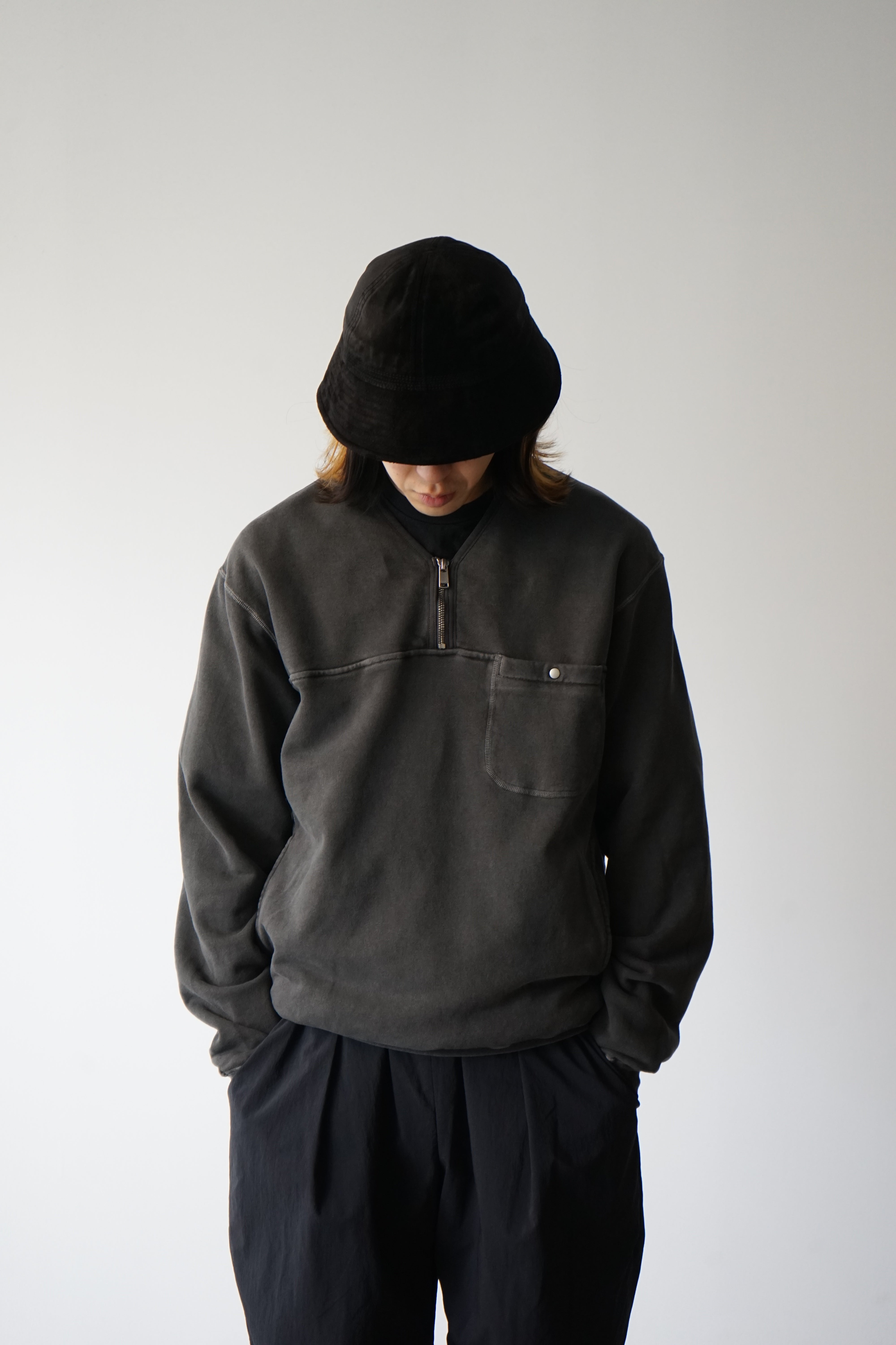 HIKER HALF ZIP PULLOVER COTTON SWEAT PIGMENT DYE