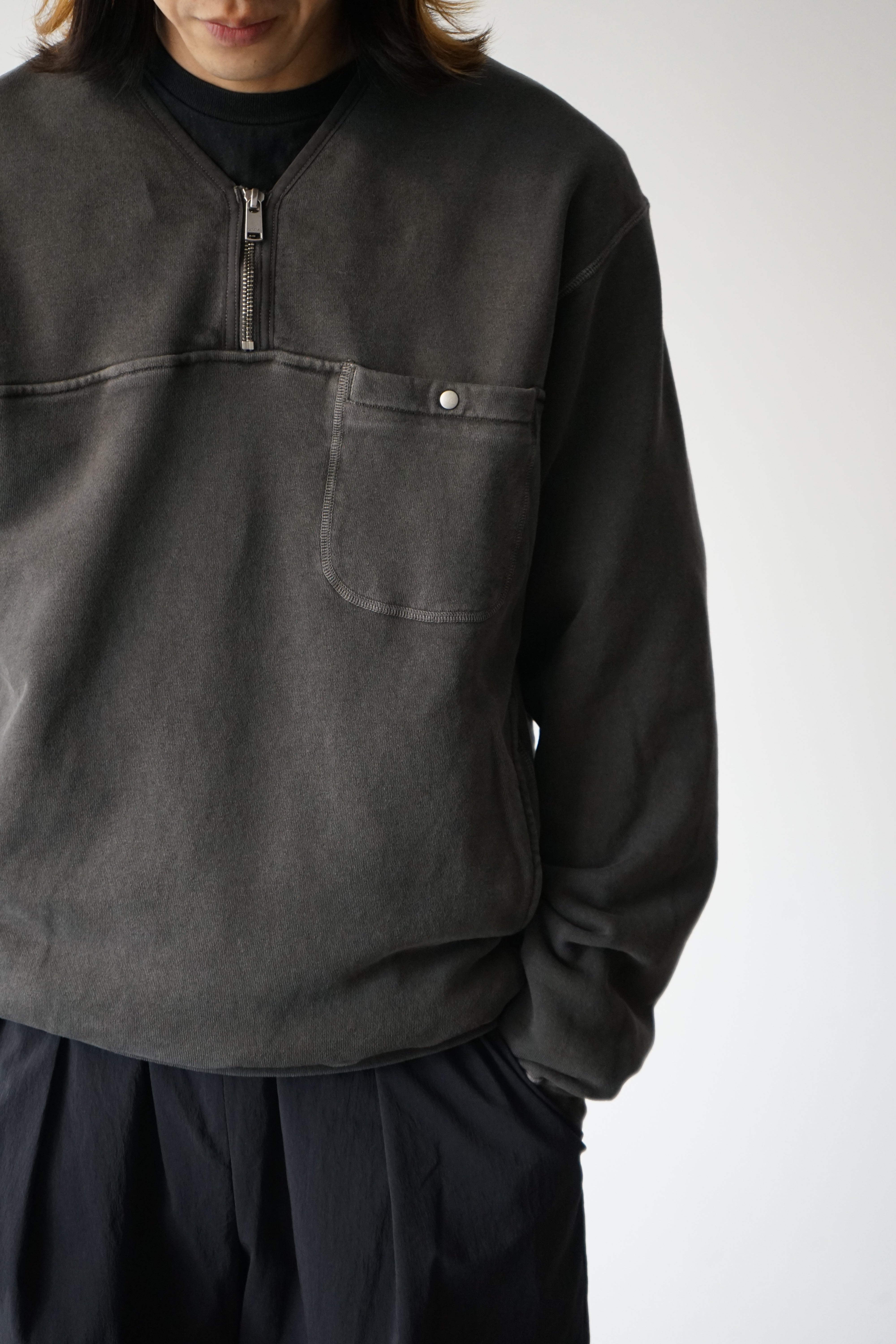 HIKER HALF ZIP PULLOVER COTTON SWEAT PIGMENT DYE