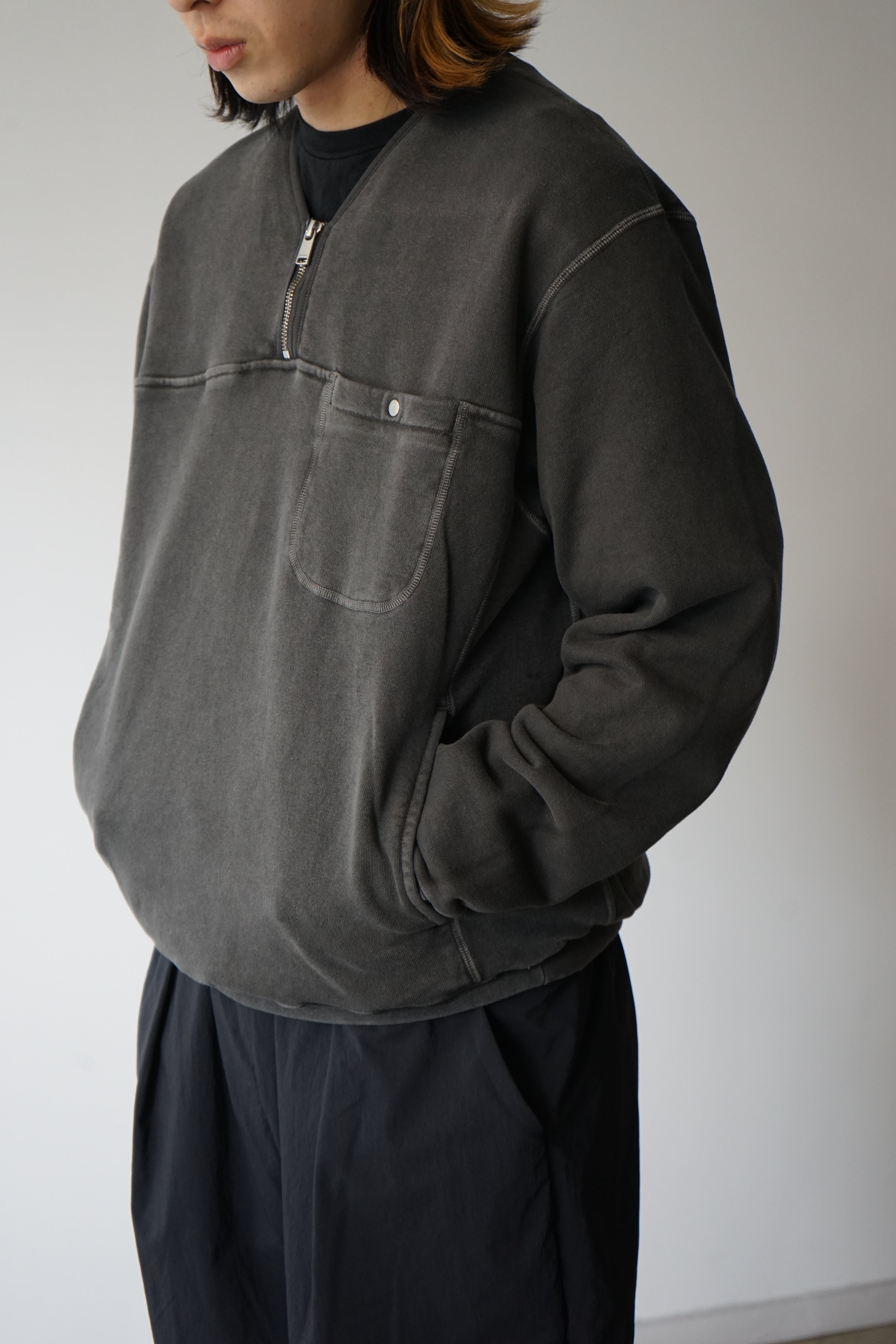 HIKER HALF ZIP PULLOVER COTTON SWEAT PIGMENT DYE