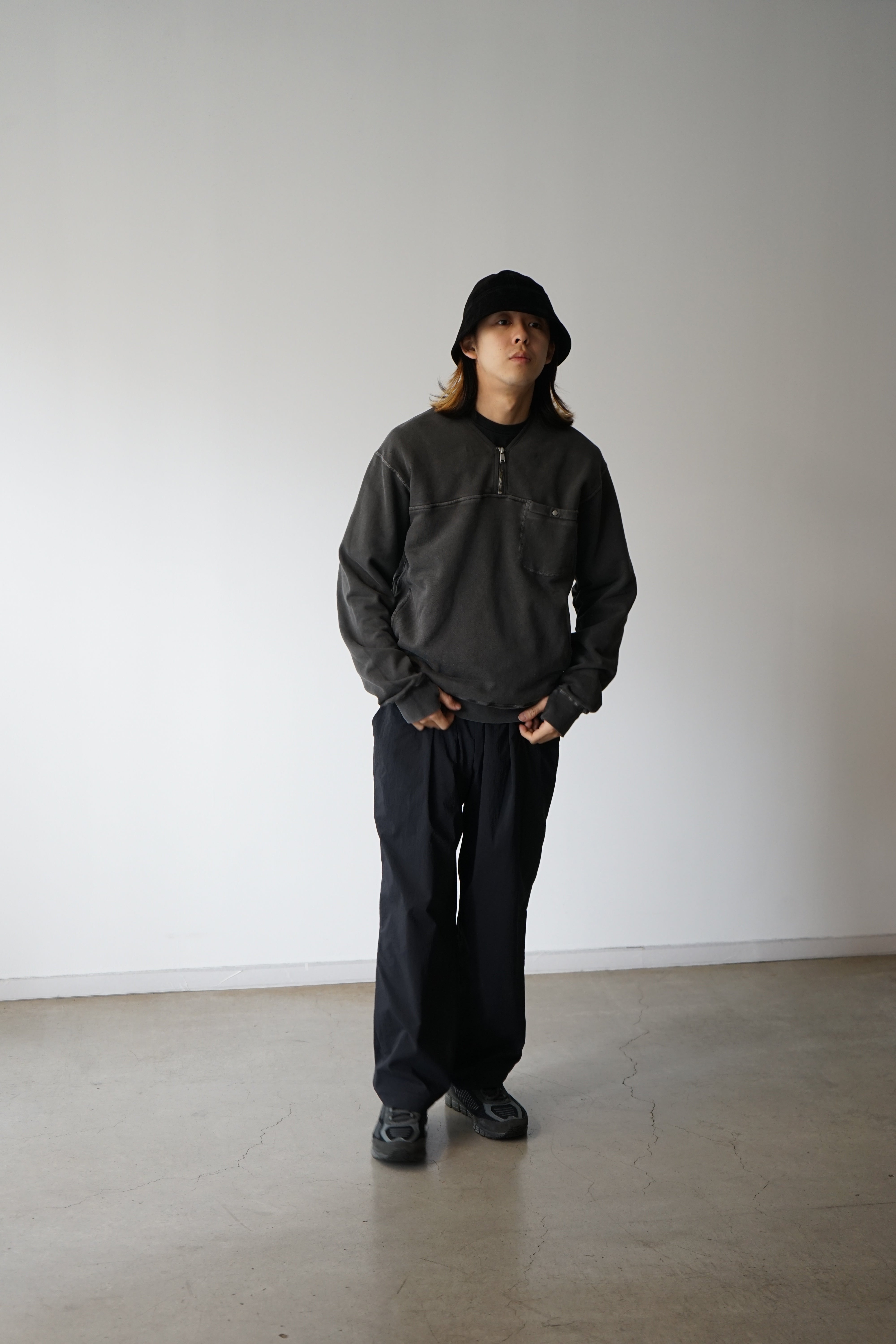 HIKER HALF ZIP PULLOVER COTTON SWEAT PIGMENT DYE