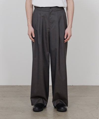 2/60 WOOL TROPICAL MELANGE DOUBLE PLEATED MILITARY TROUSERS