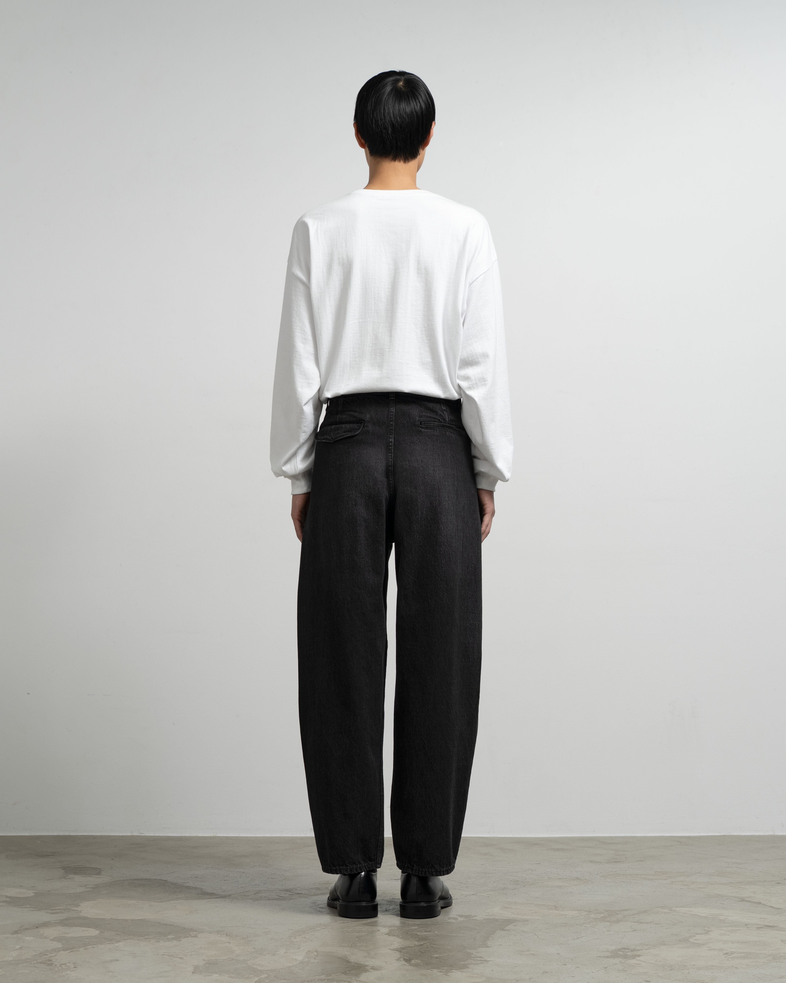 Selvage Denim Two Tuck Tapered Pants -DARK FADE-