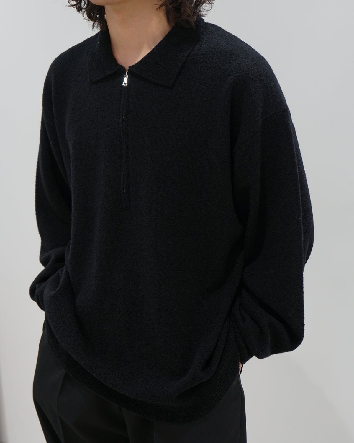 【9/9(水)発売】WOOL MINI BOUCLE ZIP UP POLO SWEATER
