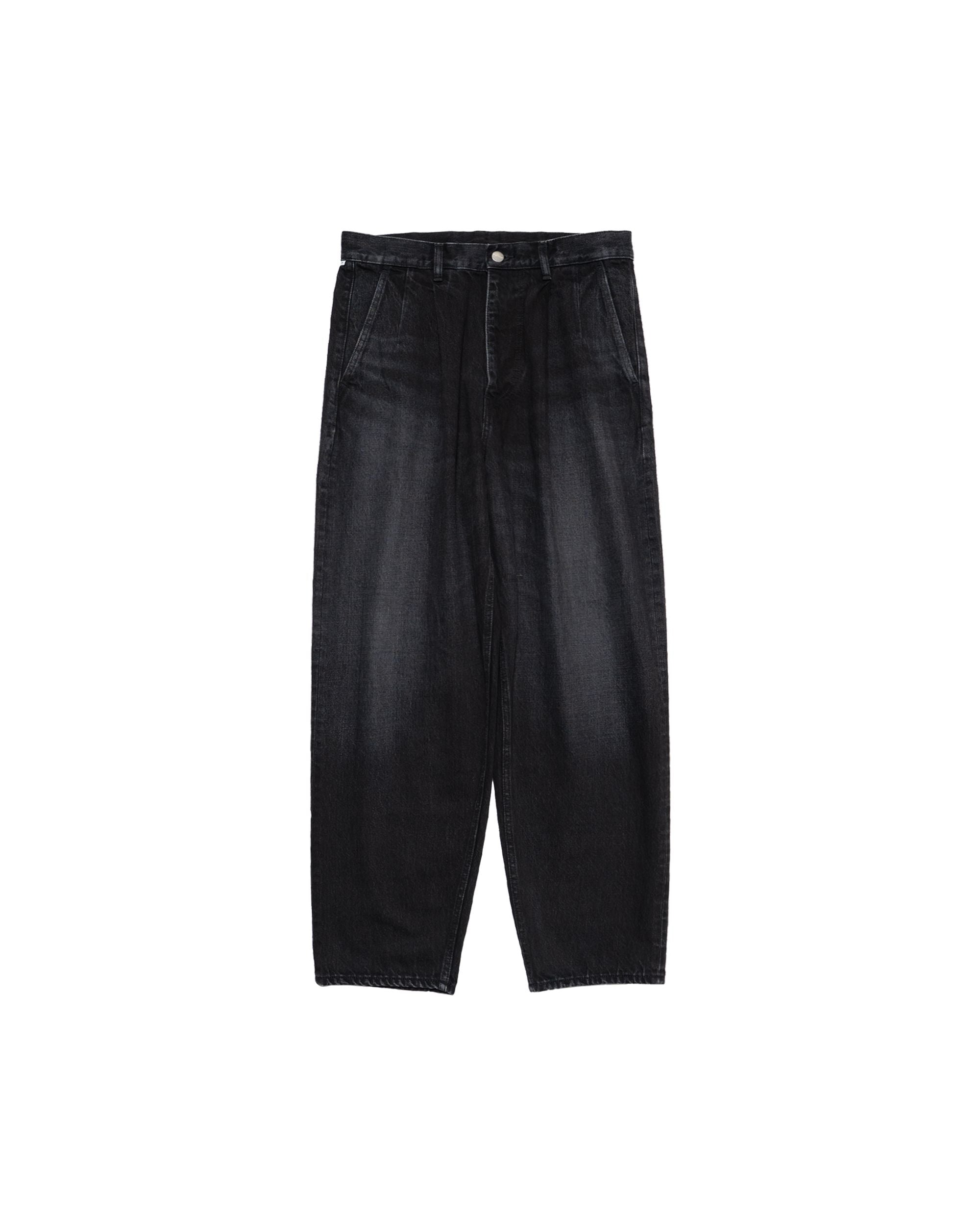Selvage Denim Two Tuck Tapered Pants -DARK FADE-