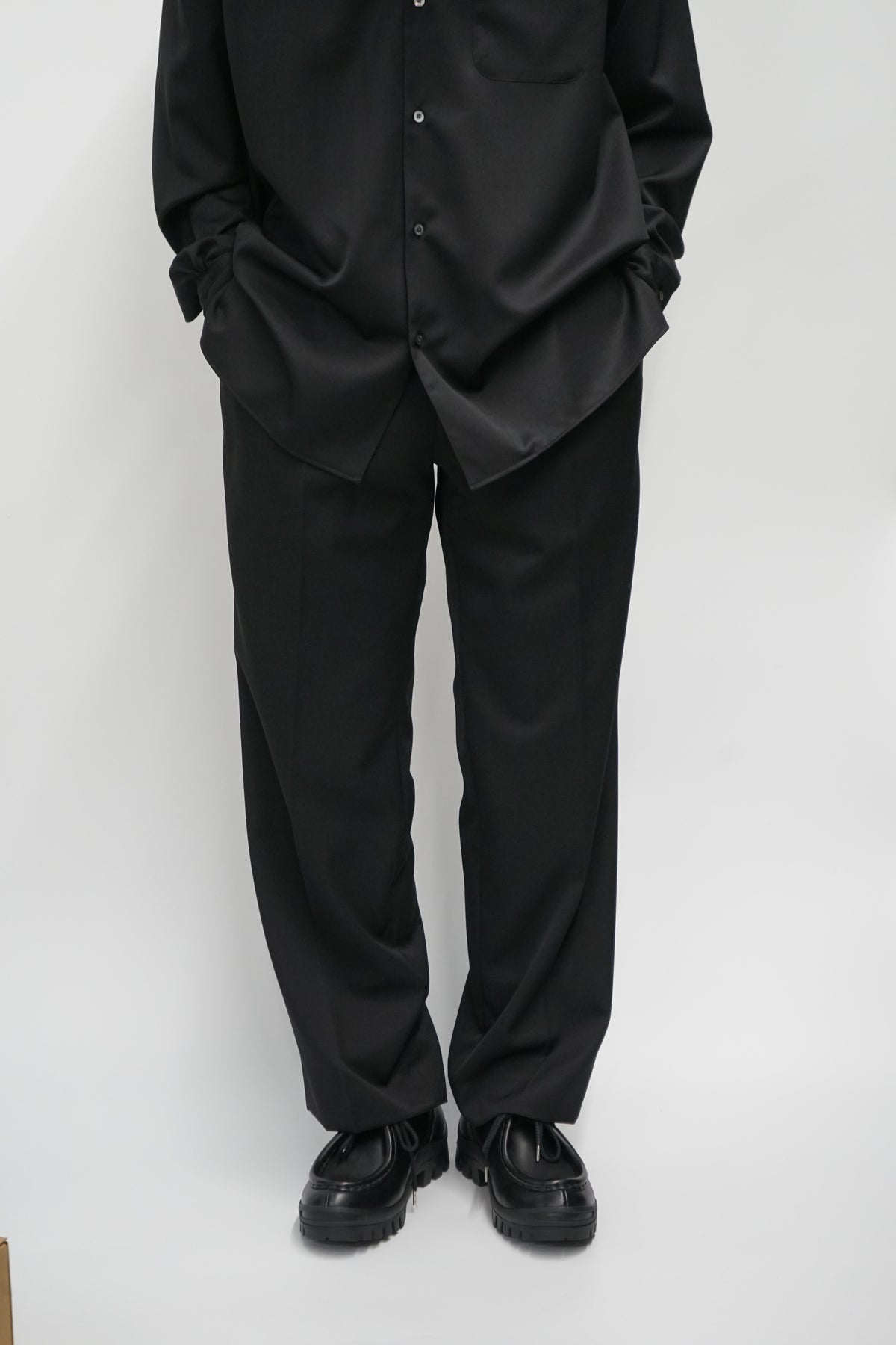 ORGANIC WOOL 2/80 GABARDINE DOUBLE PLEATED STRAIGHT TROUSERS