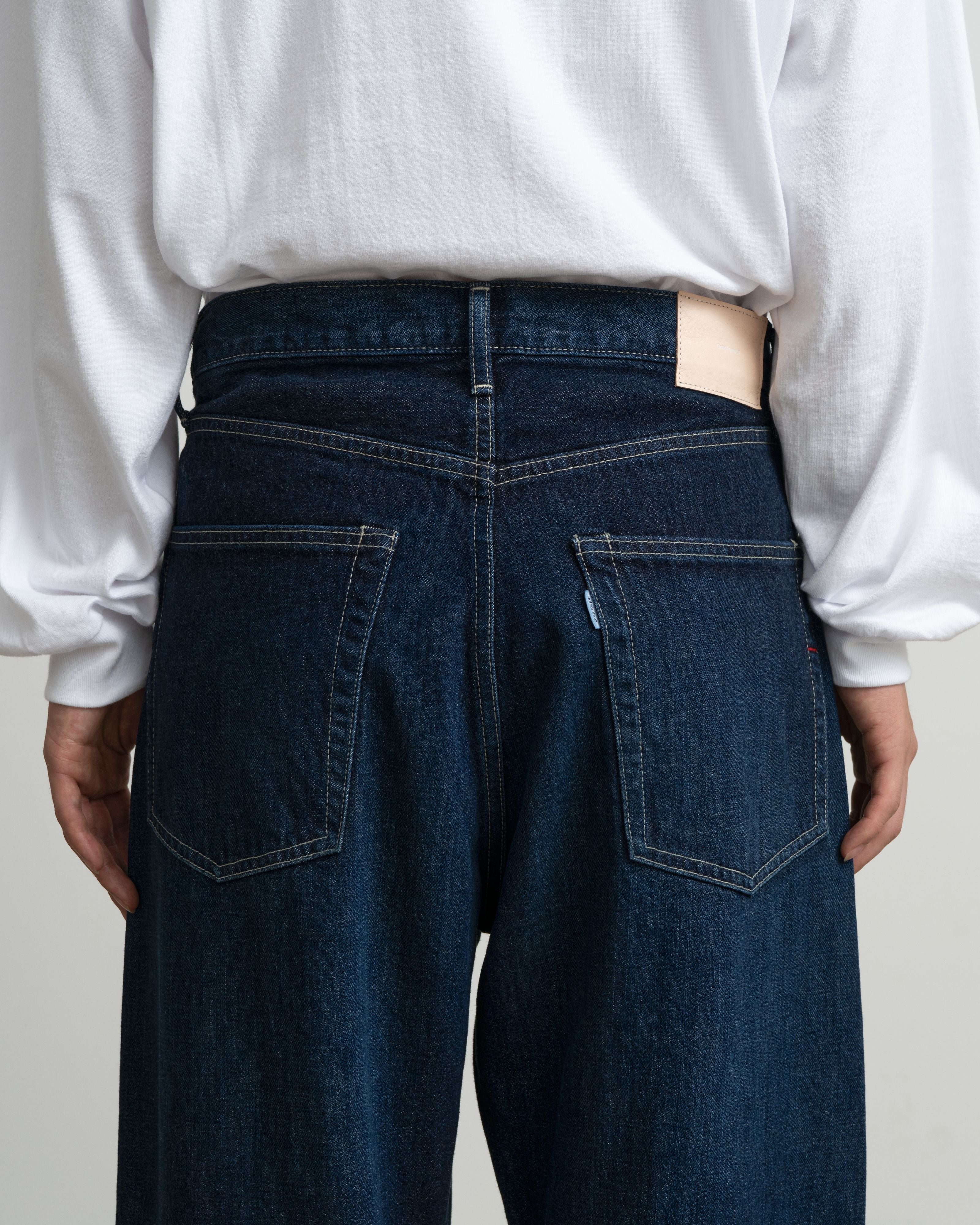 Selvage Denim Five Pocket Wide Straight Pants -DARK FADE-