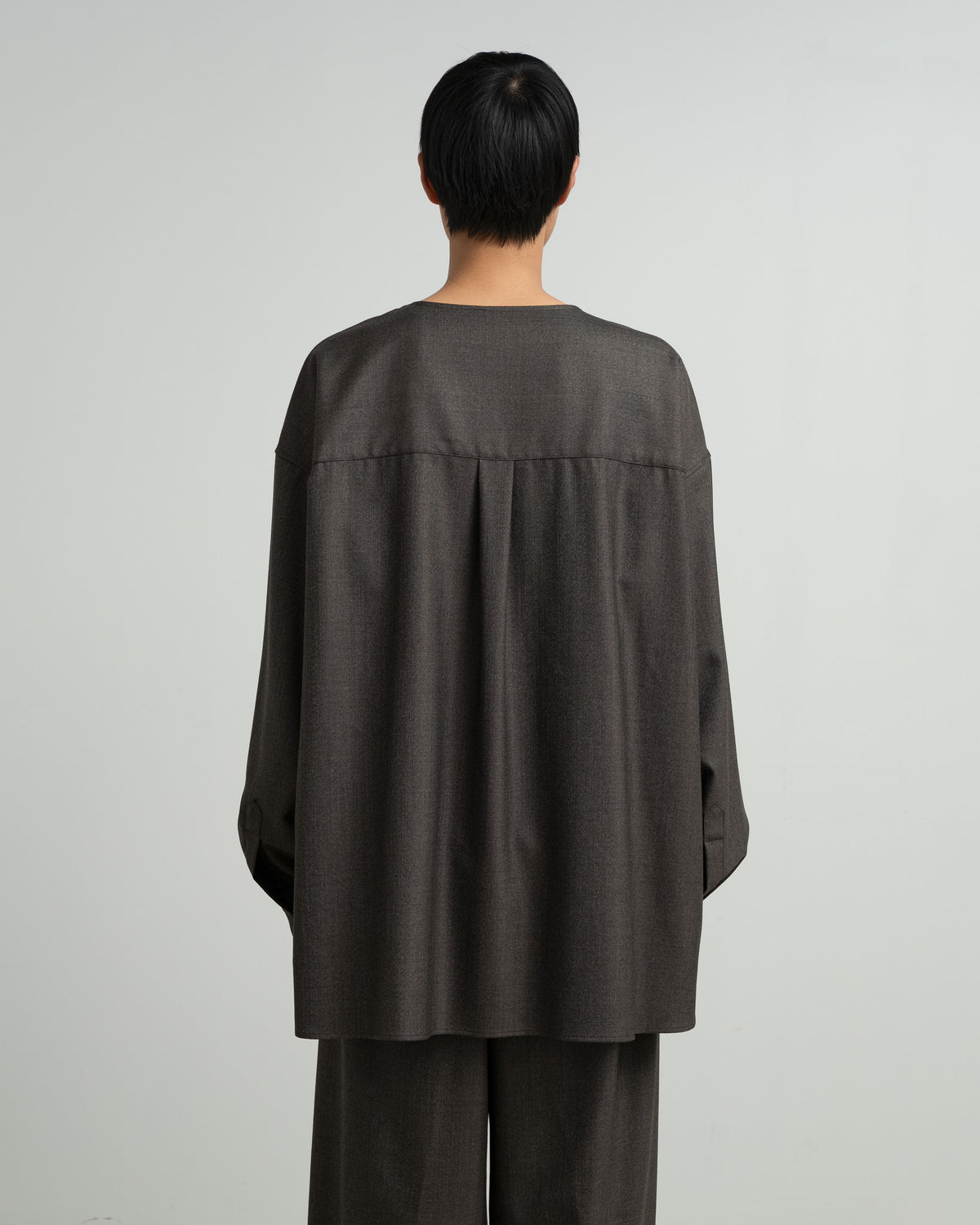Melange Matt Worsted Collarless Shirt