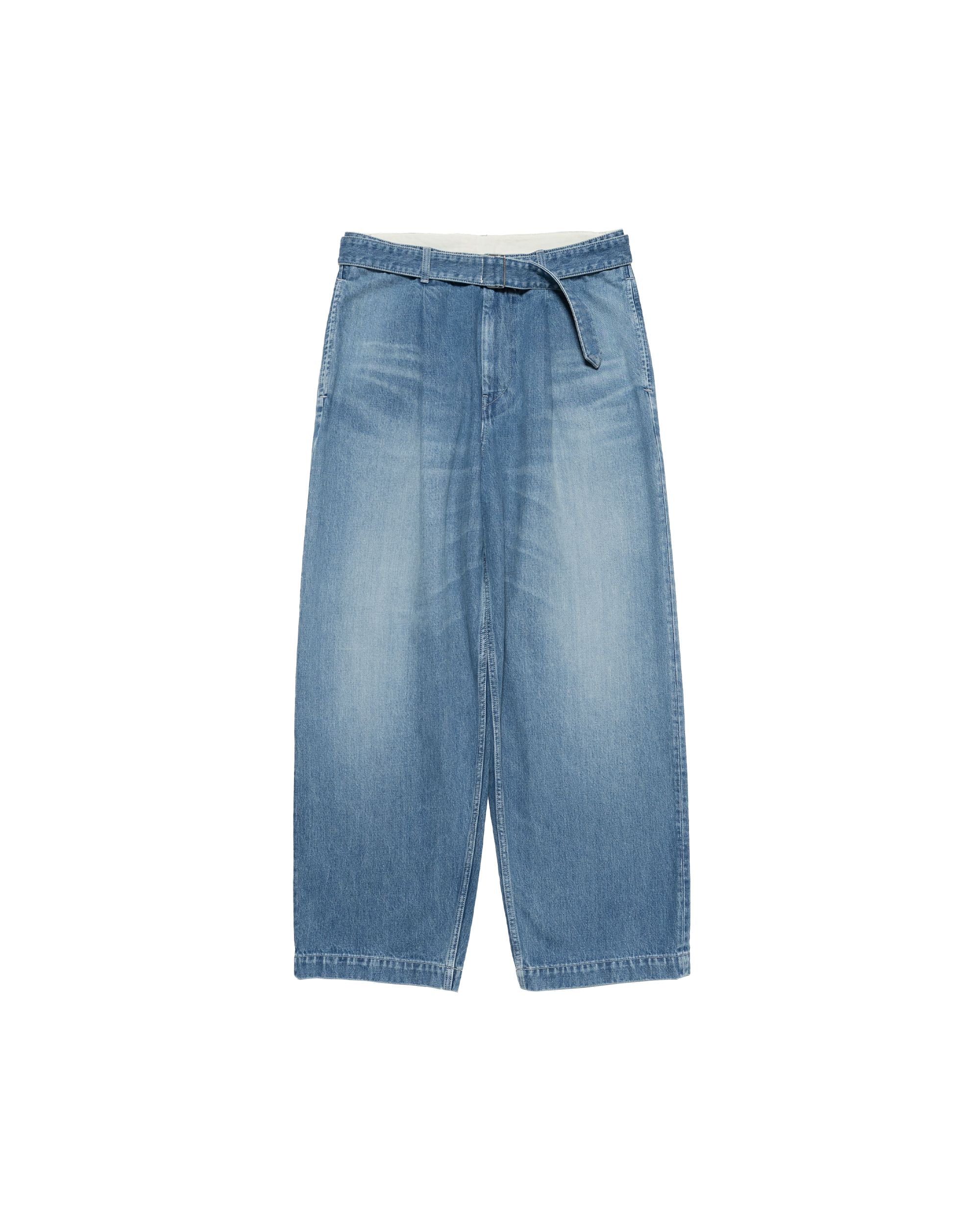 Selvage Denim Belted Pants -LIGHT FADE-