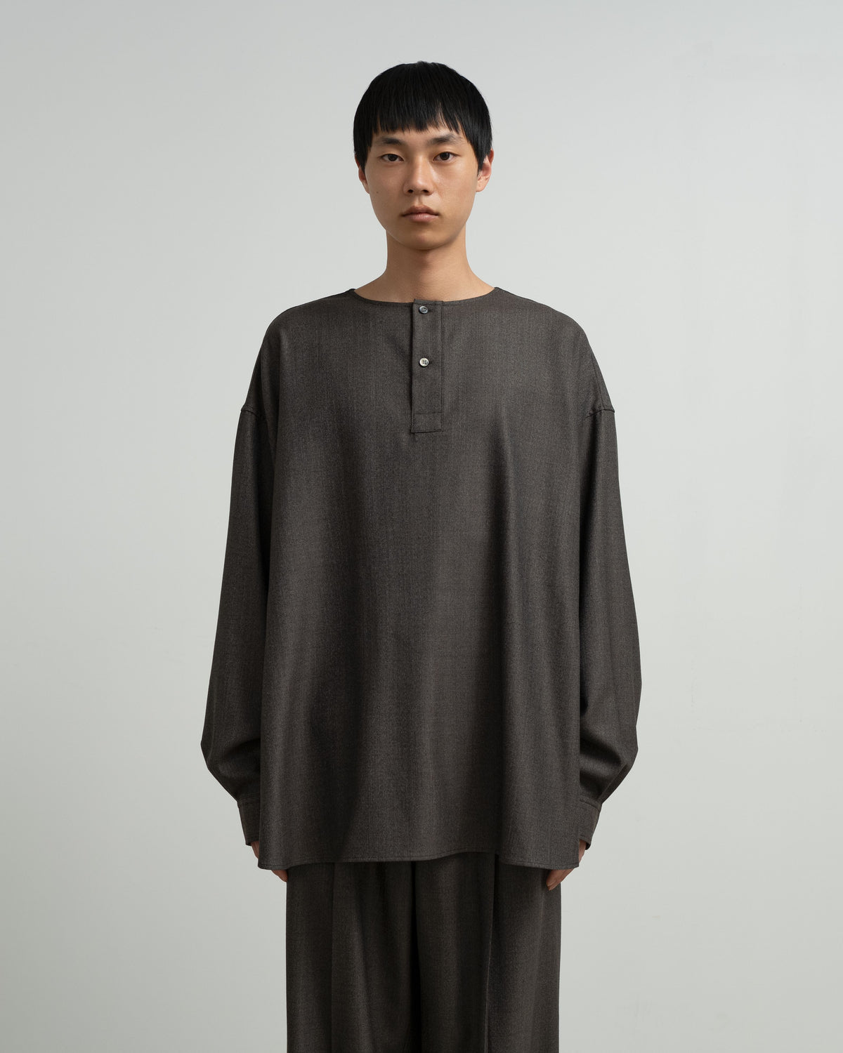 Melange Matt Worsted Collarless Shirt