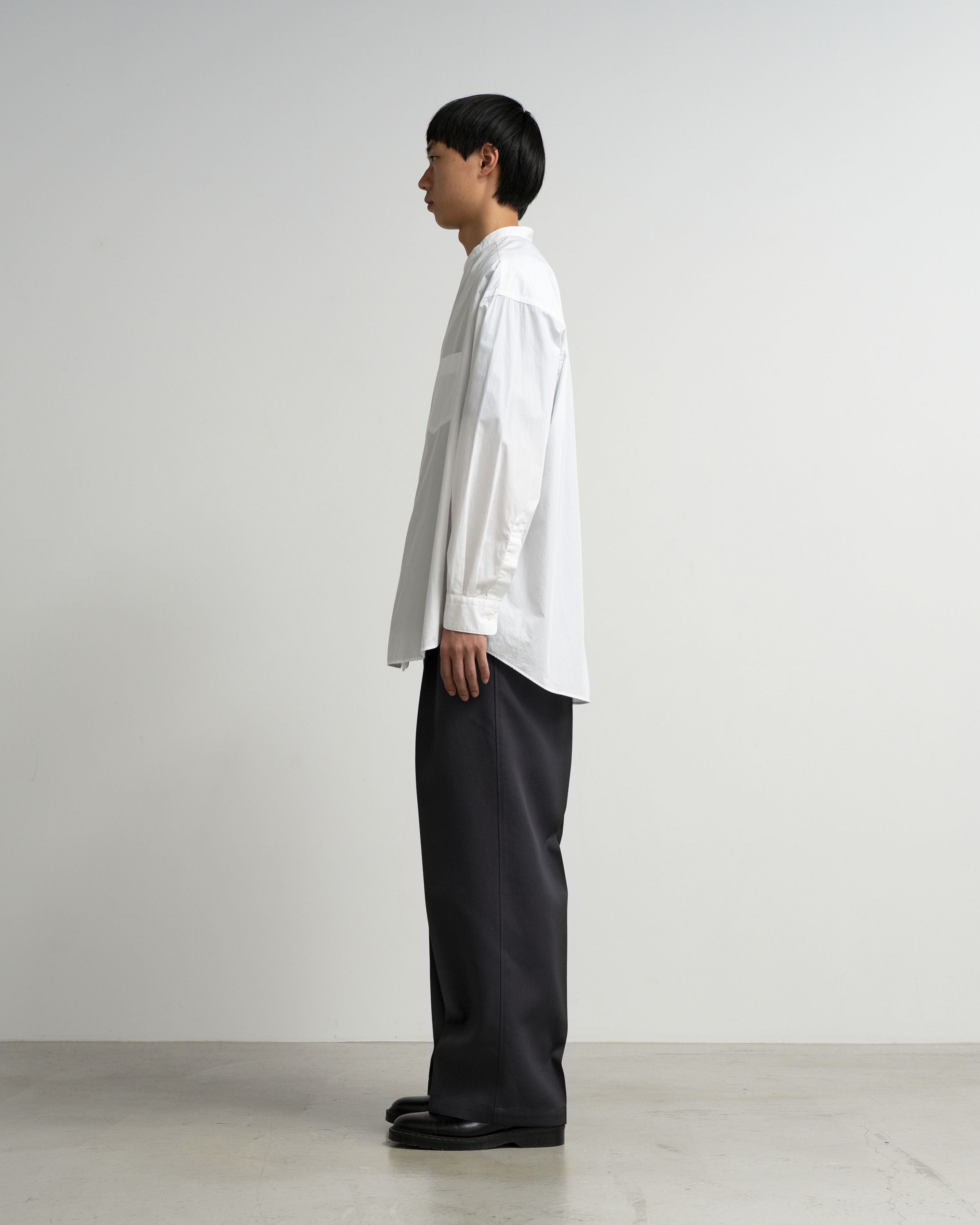 Broad L/S Oversized Band Collar Shirt