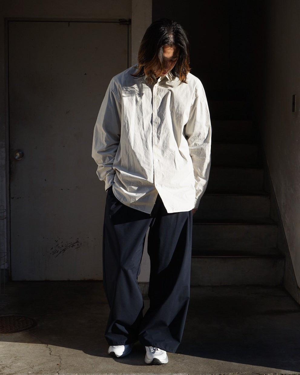 SHRINK COTTON LAWN OVERSIZED SHIRT